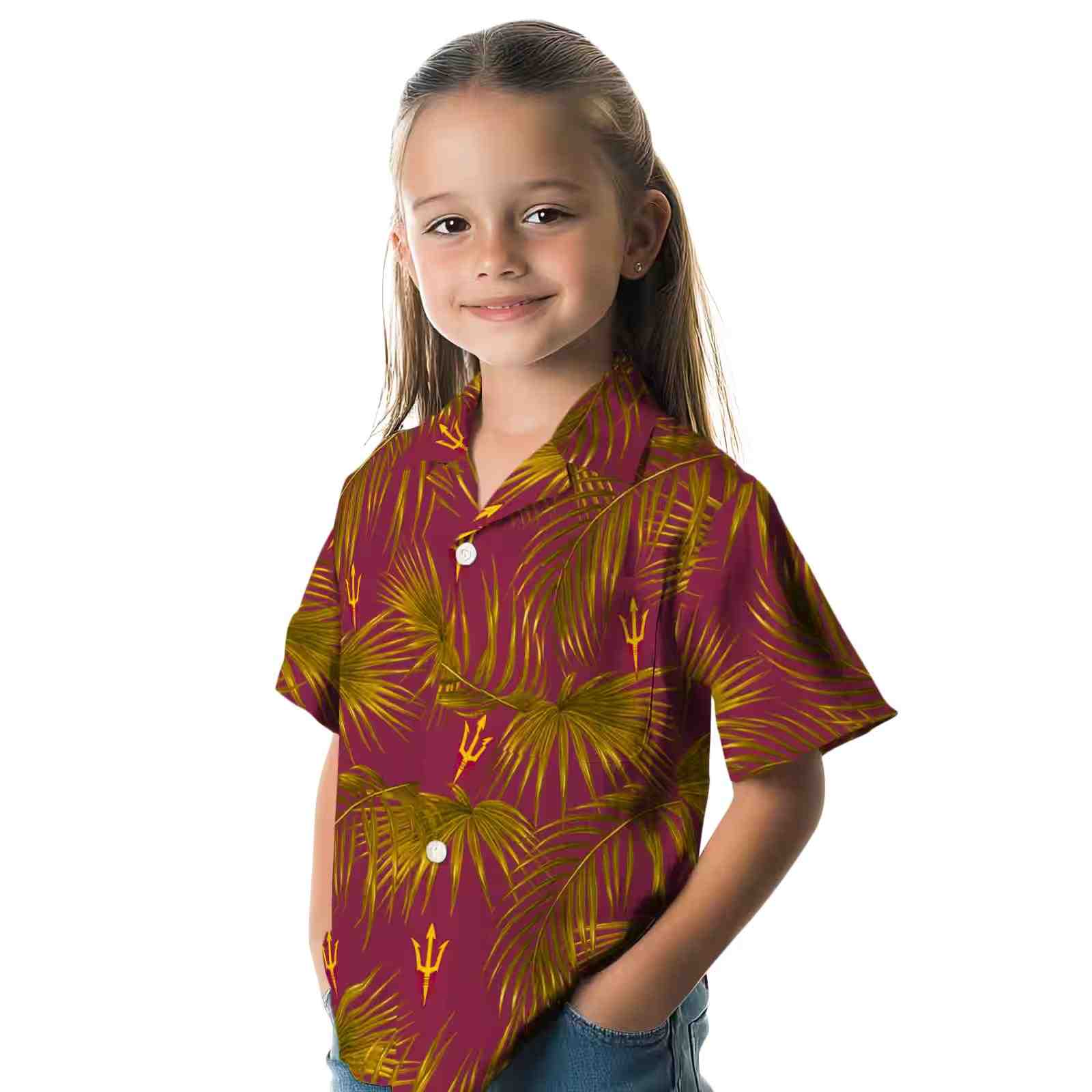 arizona state sun devils leafy palms maroon hawaiian shirt premium grade