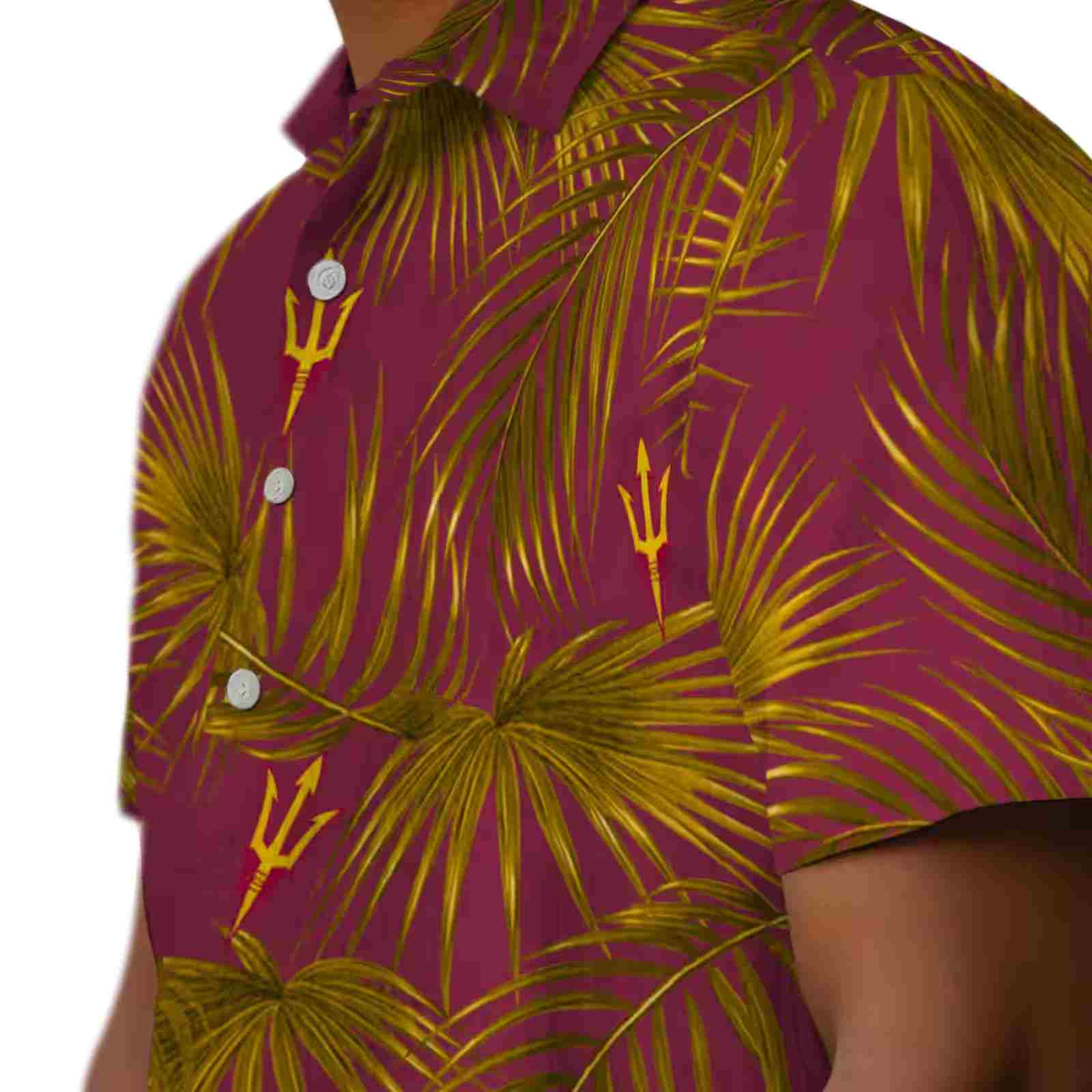 arizona state sun devils leafy palms maroon hawaiian shirt trendy