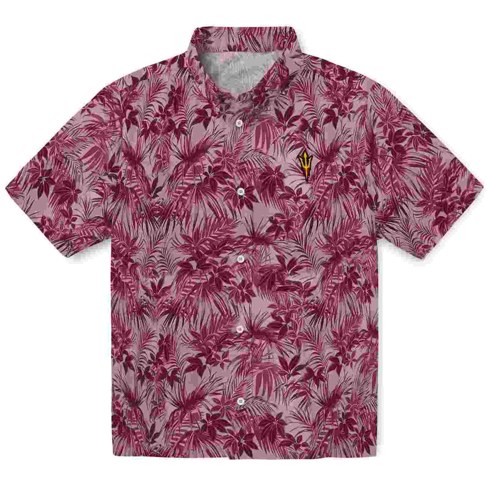 Arizona State Sun Devils Leafy Pattern Maroon Hawaiian Shirt