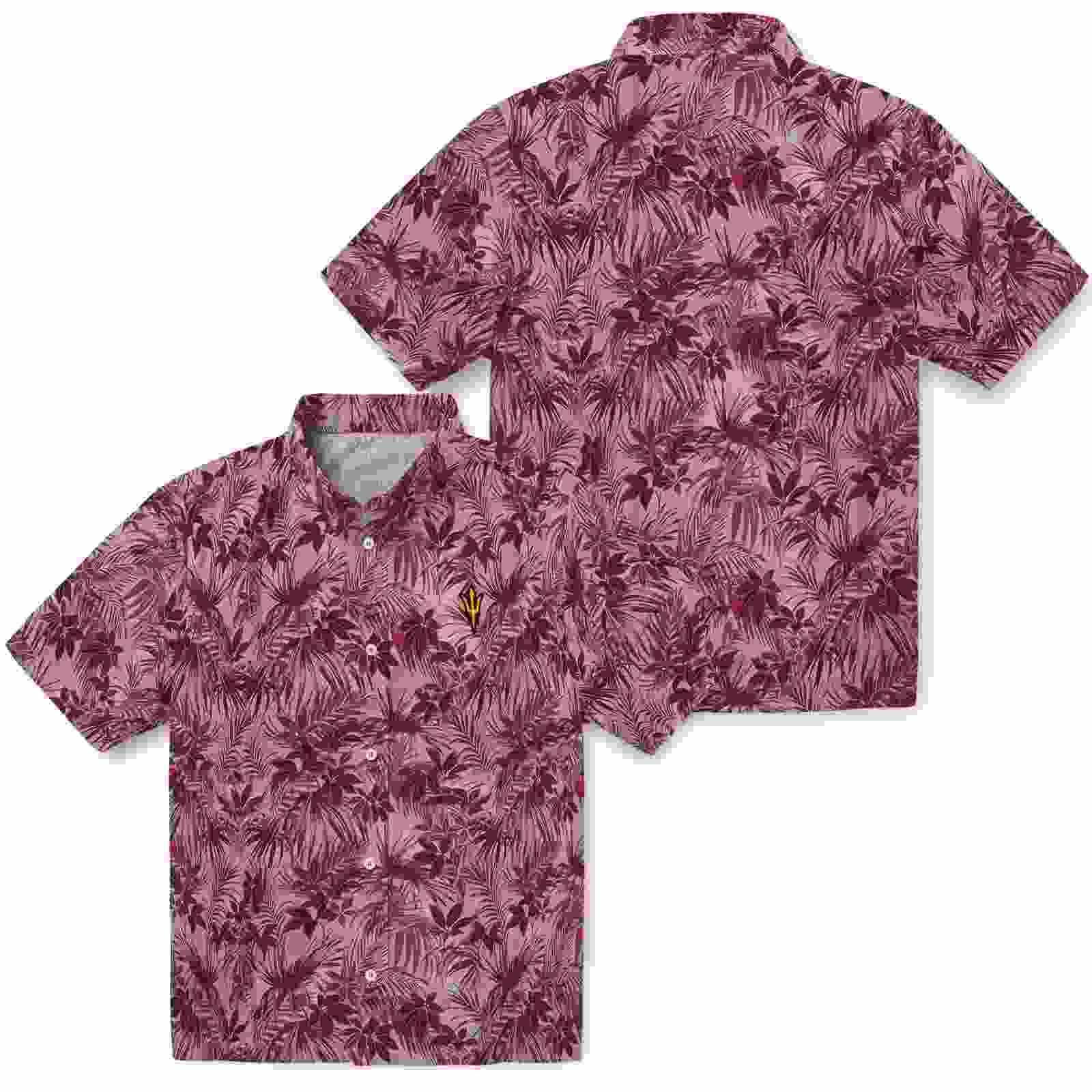 arizona state sun devils leafy pattern maroon hawaiian shirt high quality