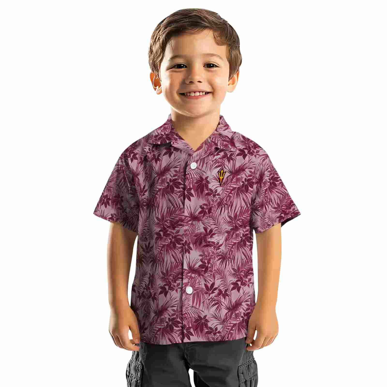 arizona state sun devils leafy pattern maroon hawaiian shirt top rated