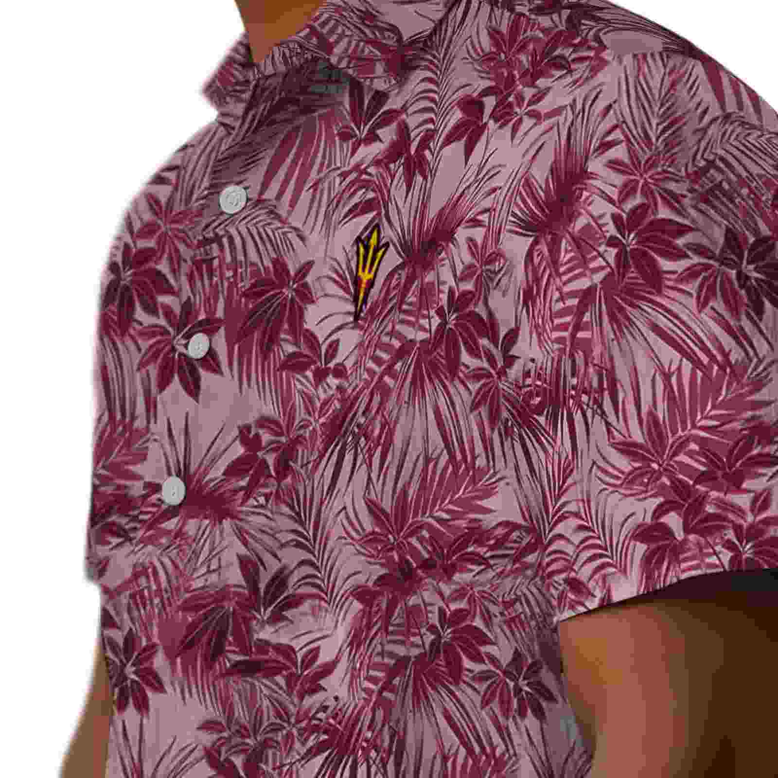 arizona state sun devils leafy pattern maroon hawaiian shirt trendy