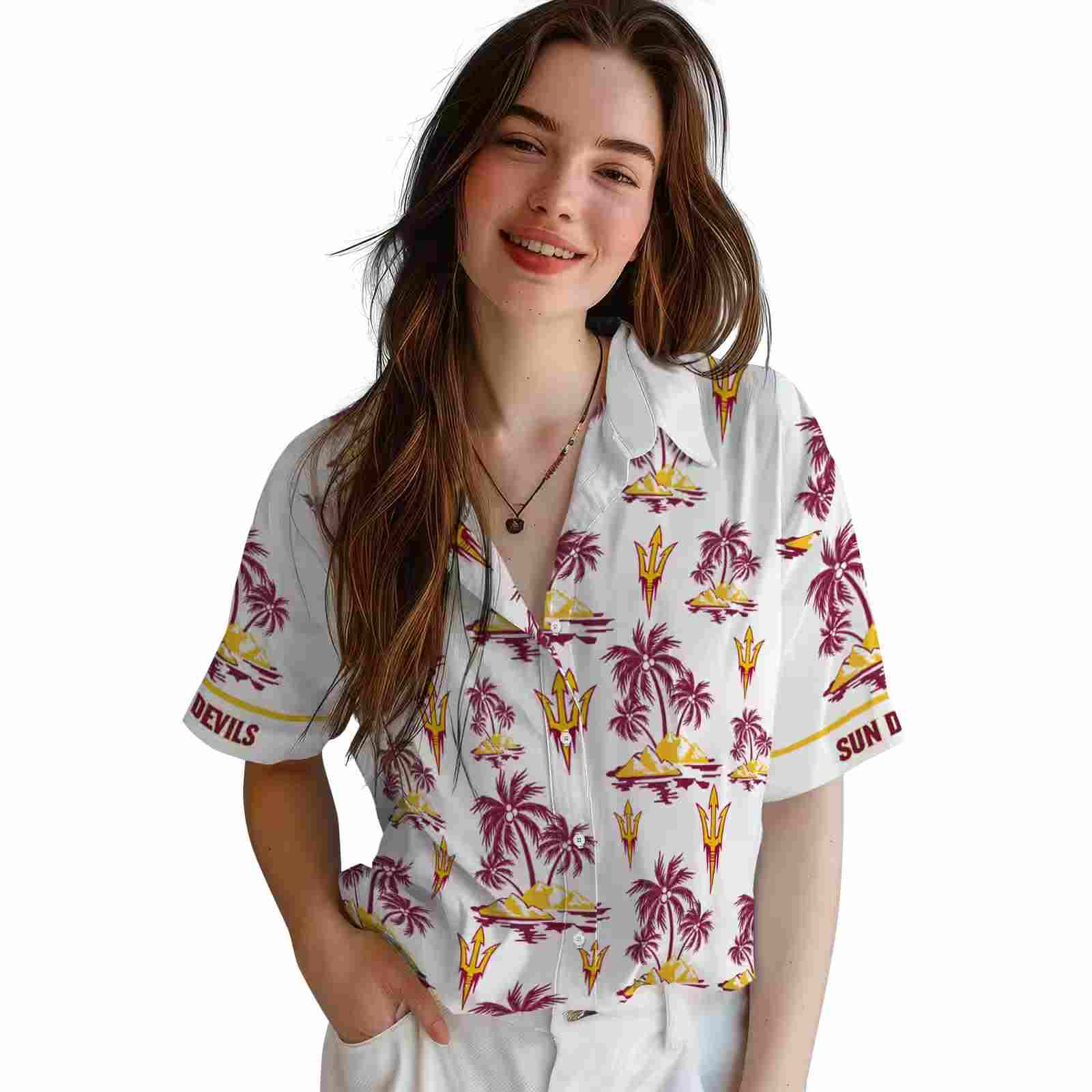 arizona state sun devils palm island print maroon white hawaiian shirt latest model