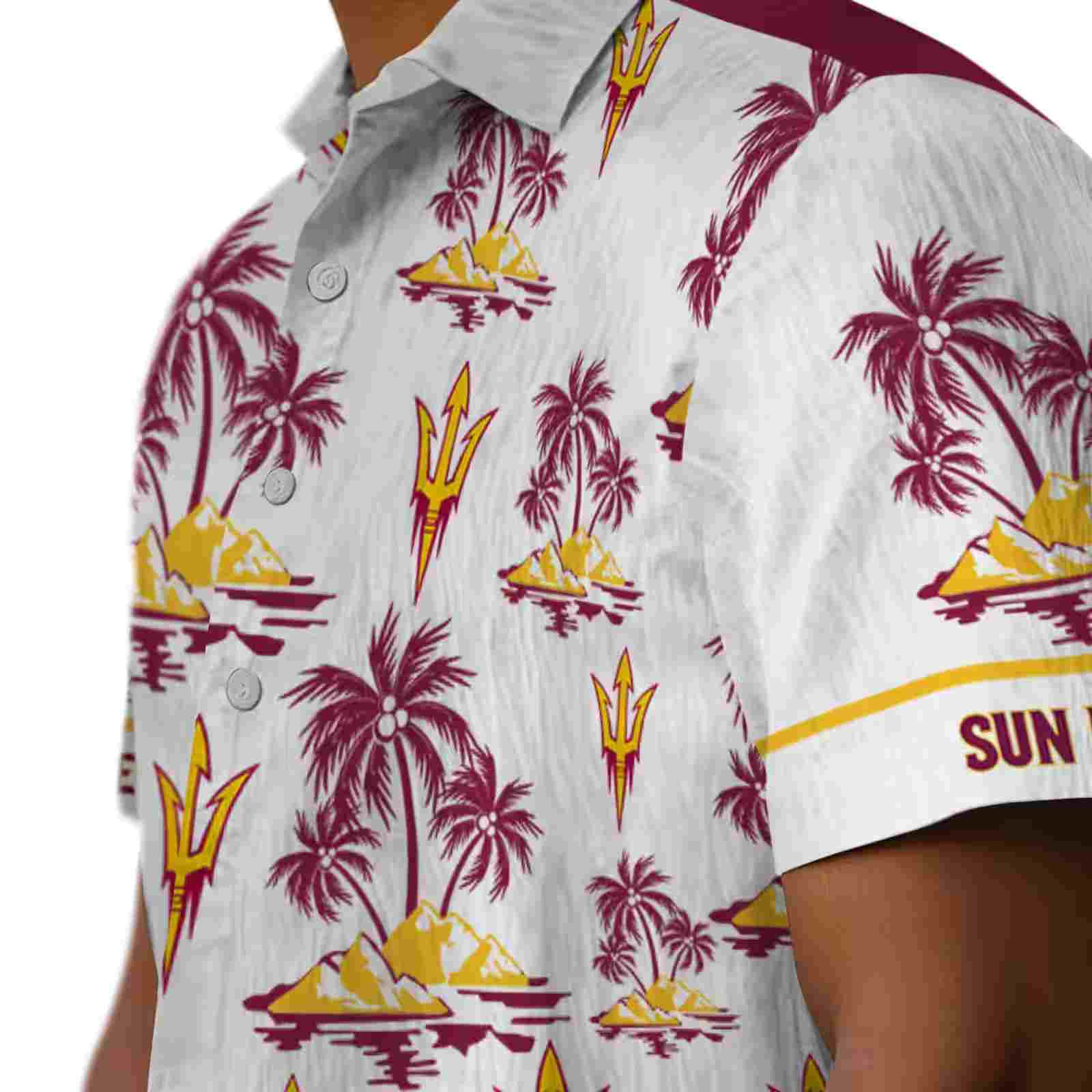 arizona state sun devils palm island print maroon white hawaiian shirt trendy