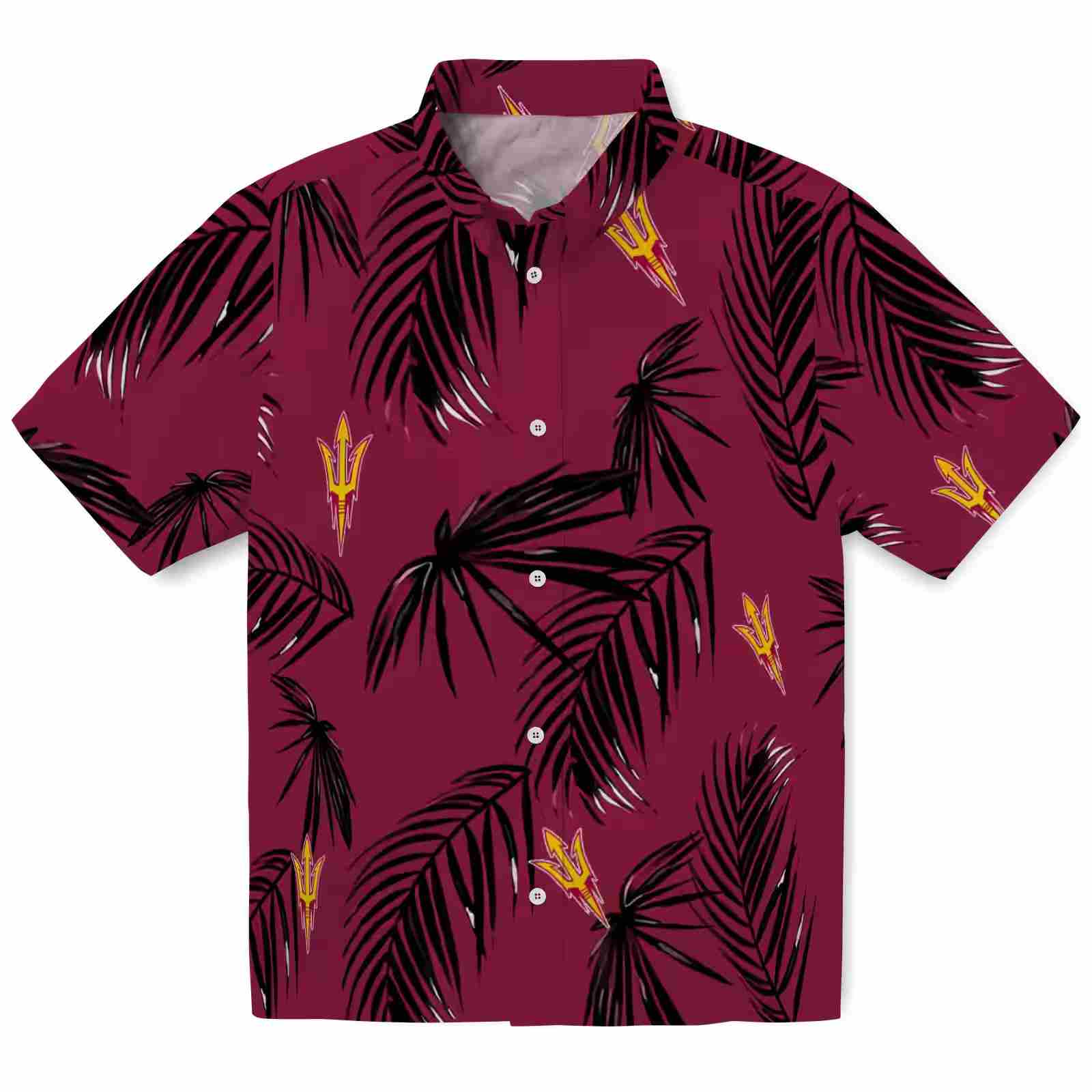 Arizona State Sun Devils Palm Leaf Maroon Hawaiian Shirt