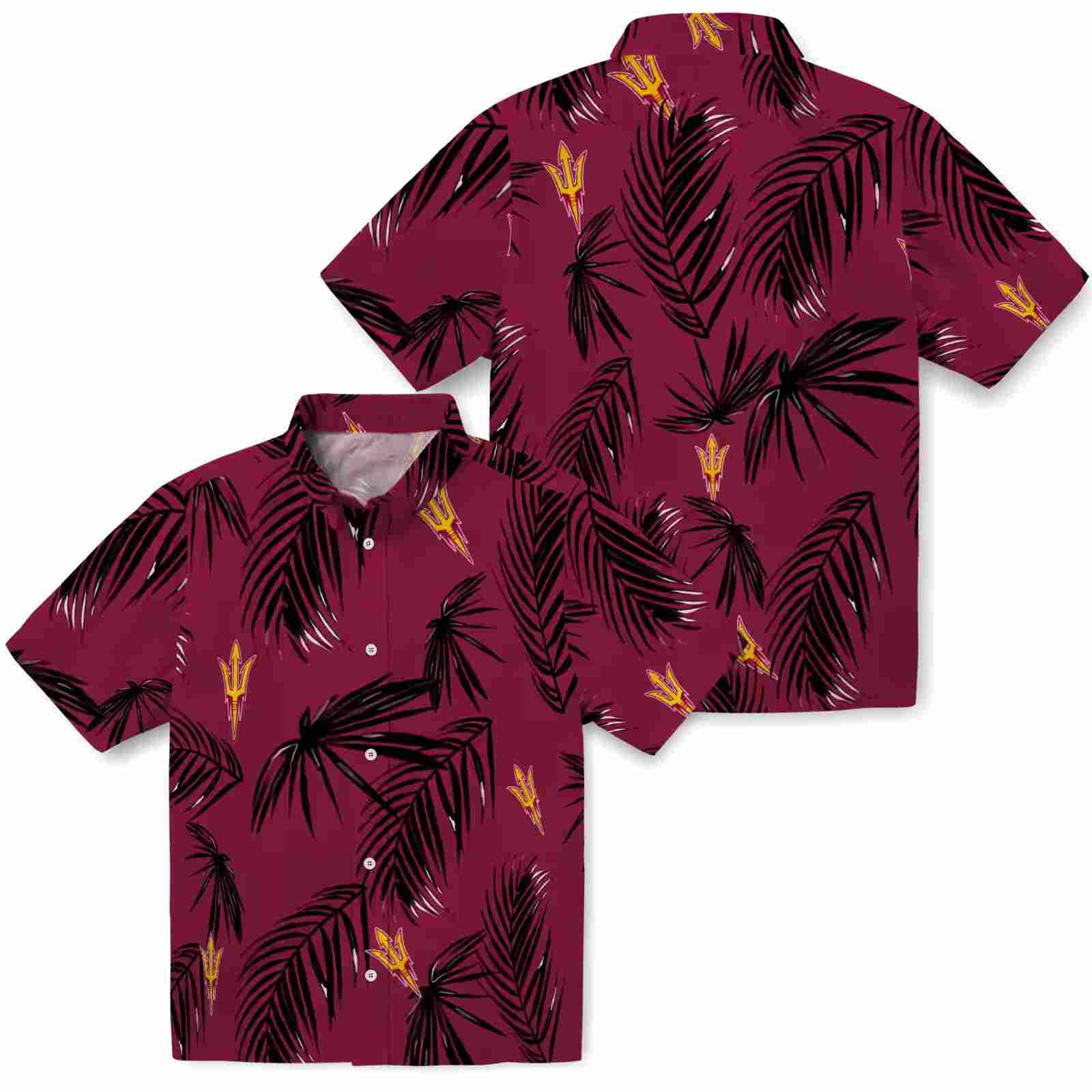 arizona state sun devils palm leaf maroon hawaiian shirt high quality