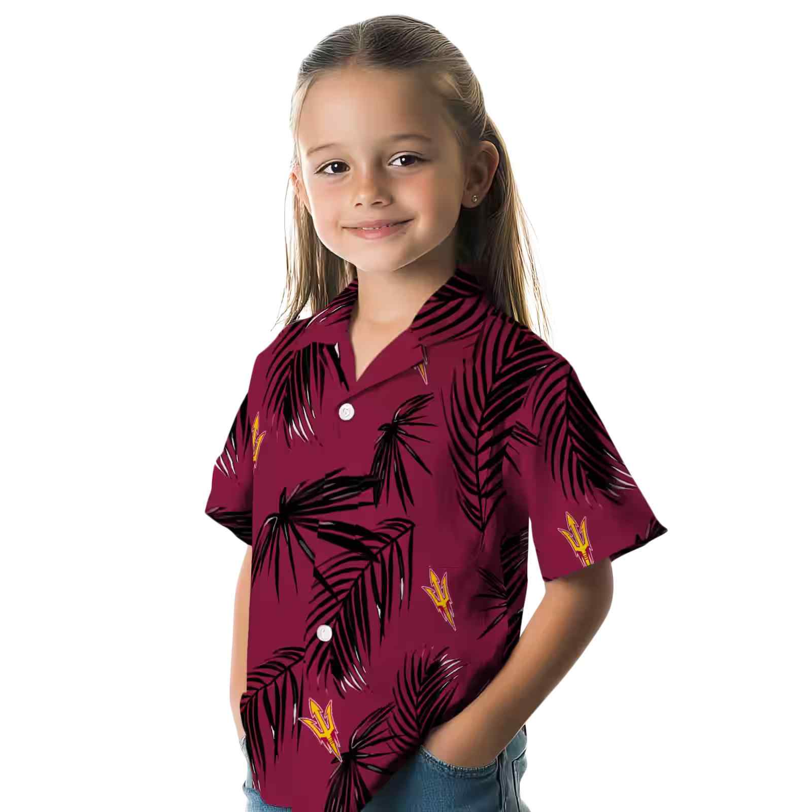 arizona state sun devils palm leaf maroon hawaiian shirt premium grade