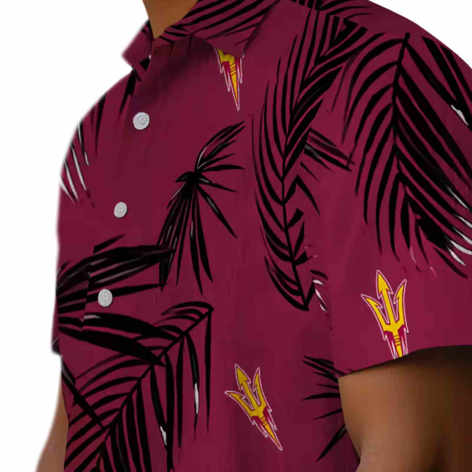 arizona state sun devils palm leaf maroon hawaiian shirt trendy