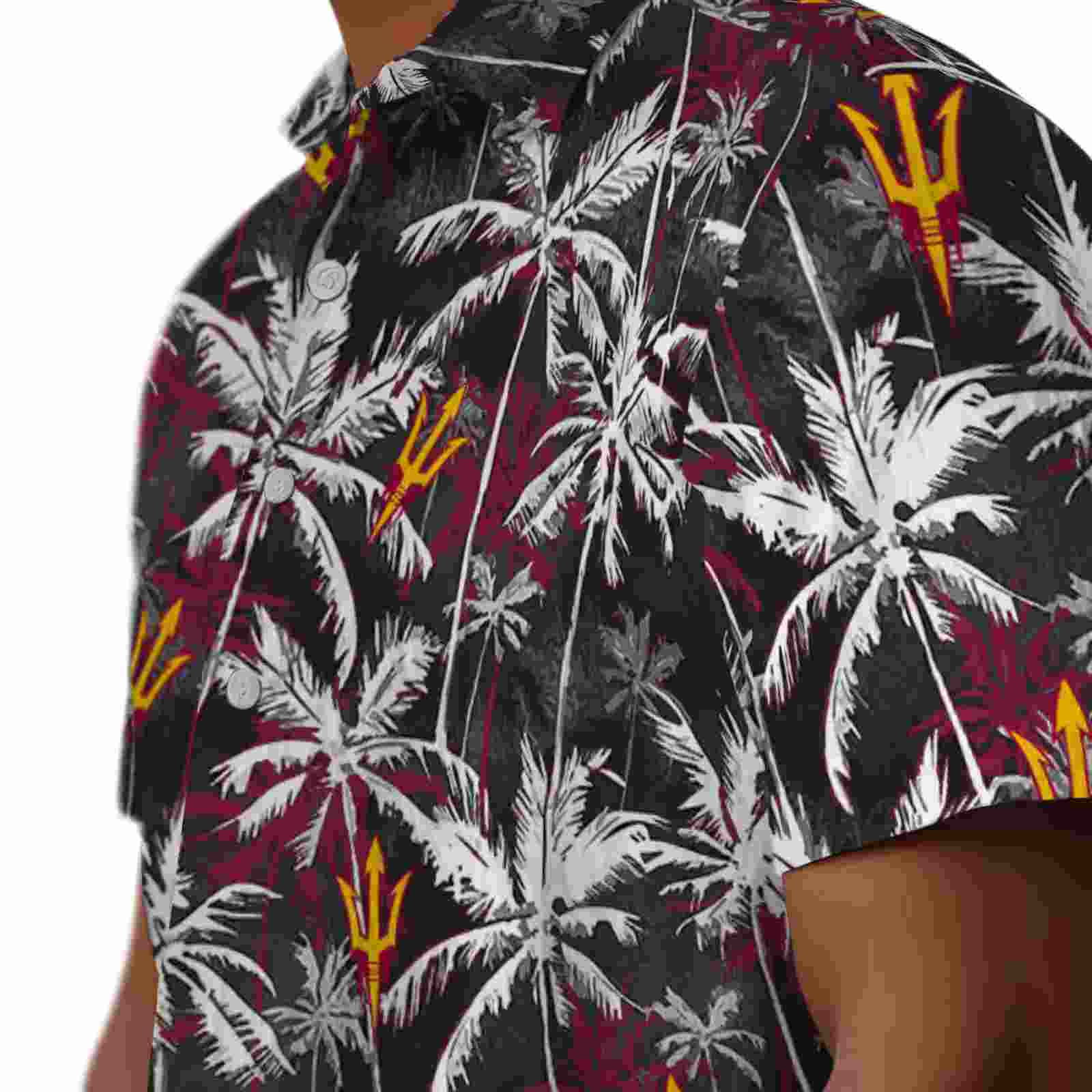 arizona state sun devils palm pattern maroon black hawaiian shirt trendy