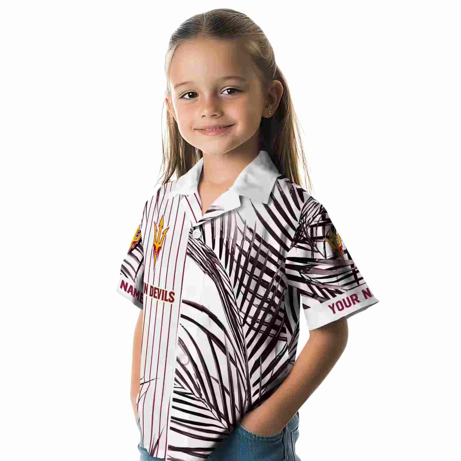 arizona state sun devils palm stripes maroon black white hawaiian shirt premium grade