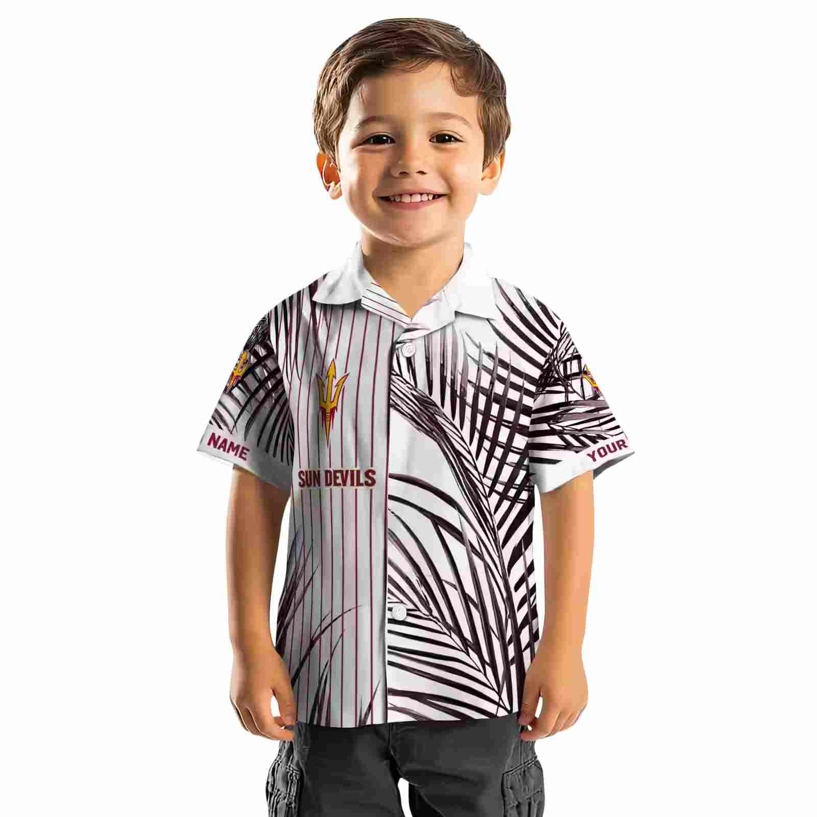 arizona state sun devils palm stripes maroon black white hawaiian shirt top rated