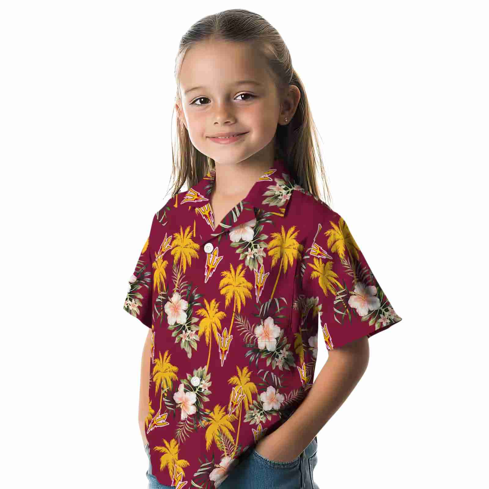 arizona state sun devils palm tree flower maroon hawaiian shirt premium grade