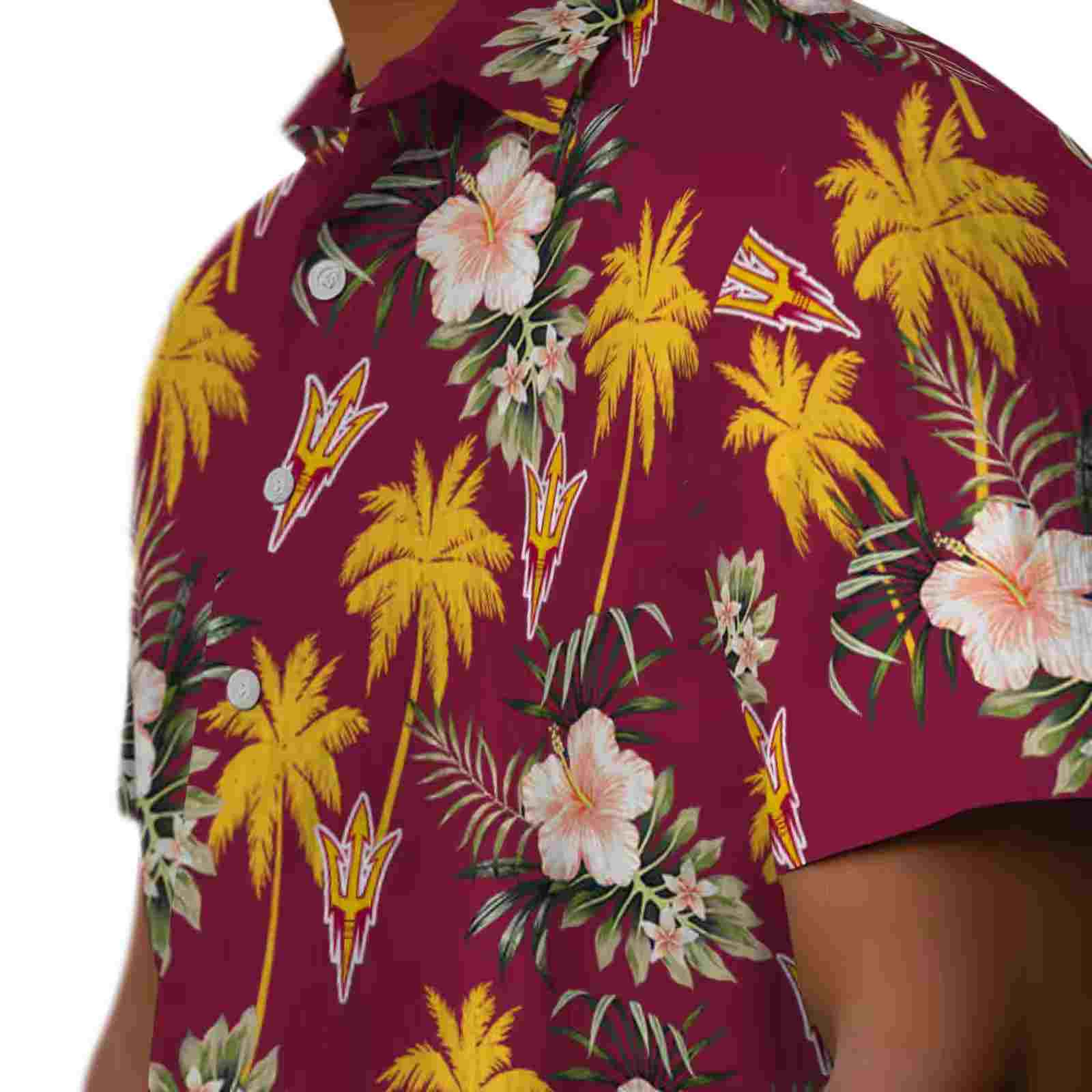 arizona state sun devils palm tree flower maroon hawaiian shirt trendy