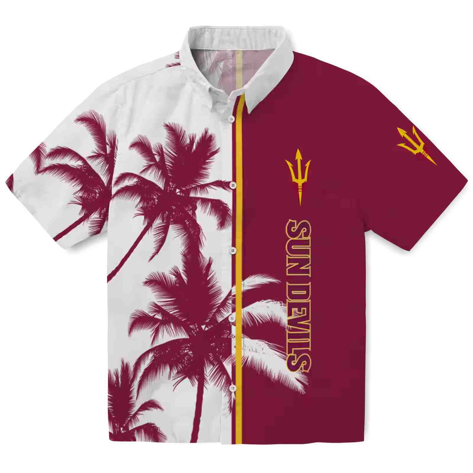 Arizona State Sun Devils Palm Trees Maroon White Hawaiian Shirt