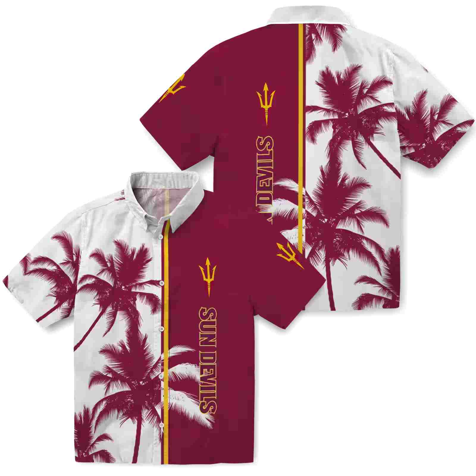 arizona state sun devils palm trees maroon white hawaiian shirt high quality