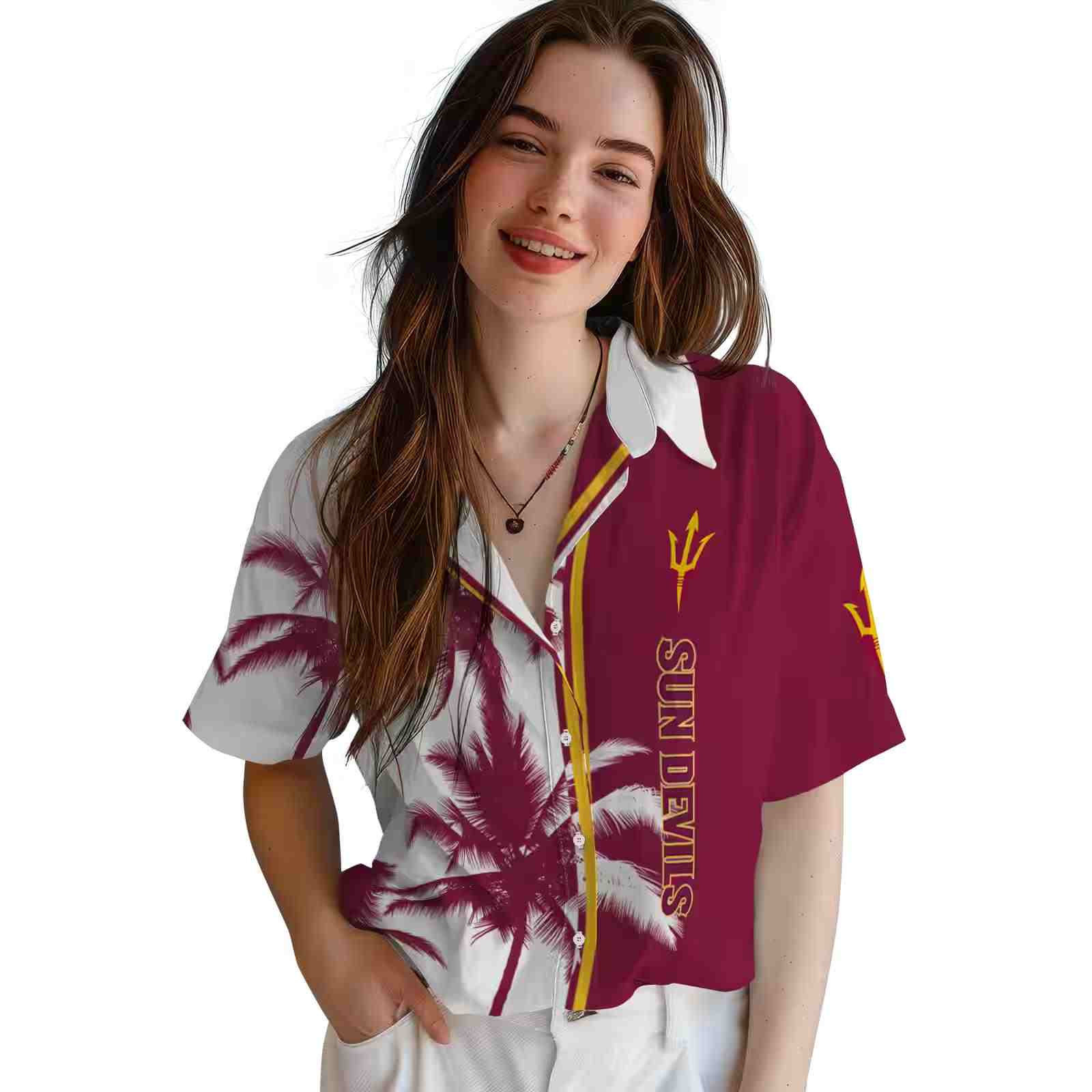 arizona state sun devils palm trees maroon white hawaiian shirt latest model