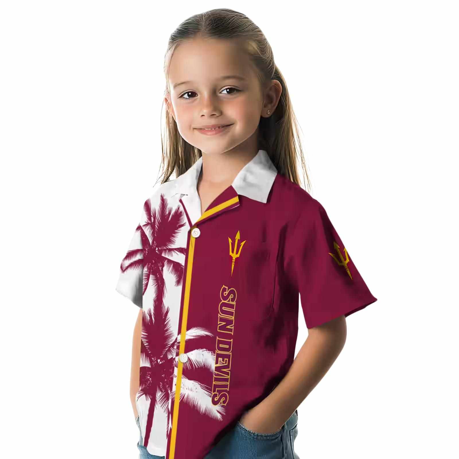 arizona state sun devils palm trees maroon white hawaiian shirt premium grade