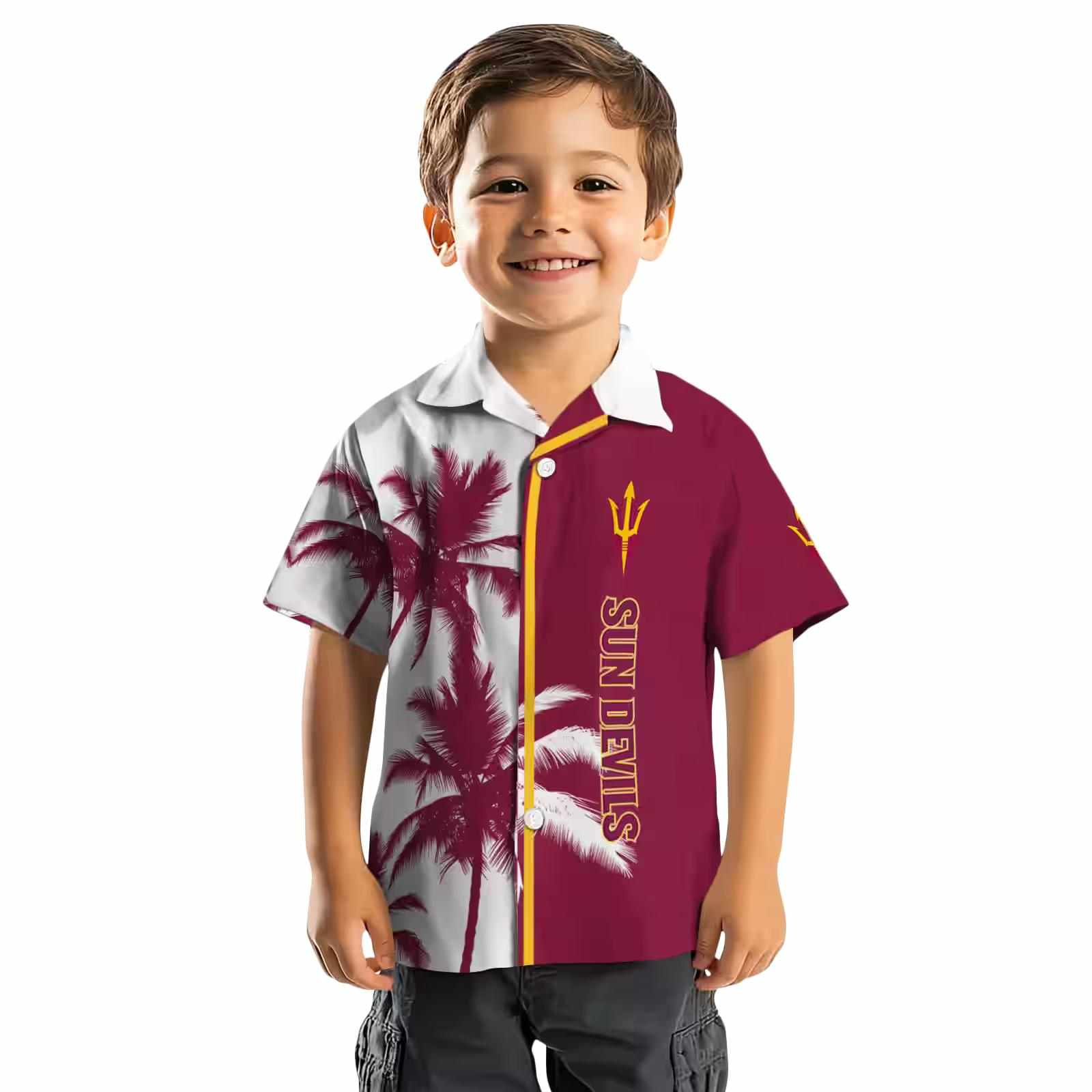 arizona state sun devils palm trees maroon white hawaiian shirt top rated