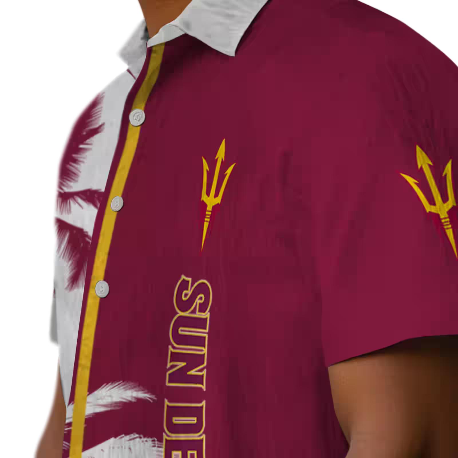 arizona state sun devils palm trees maroon white hawaiian shirt trendy