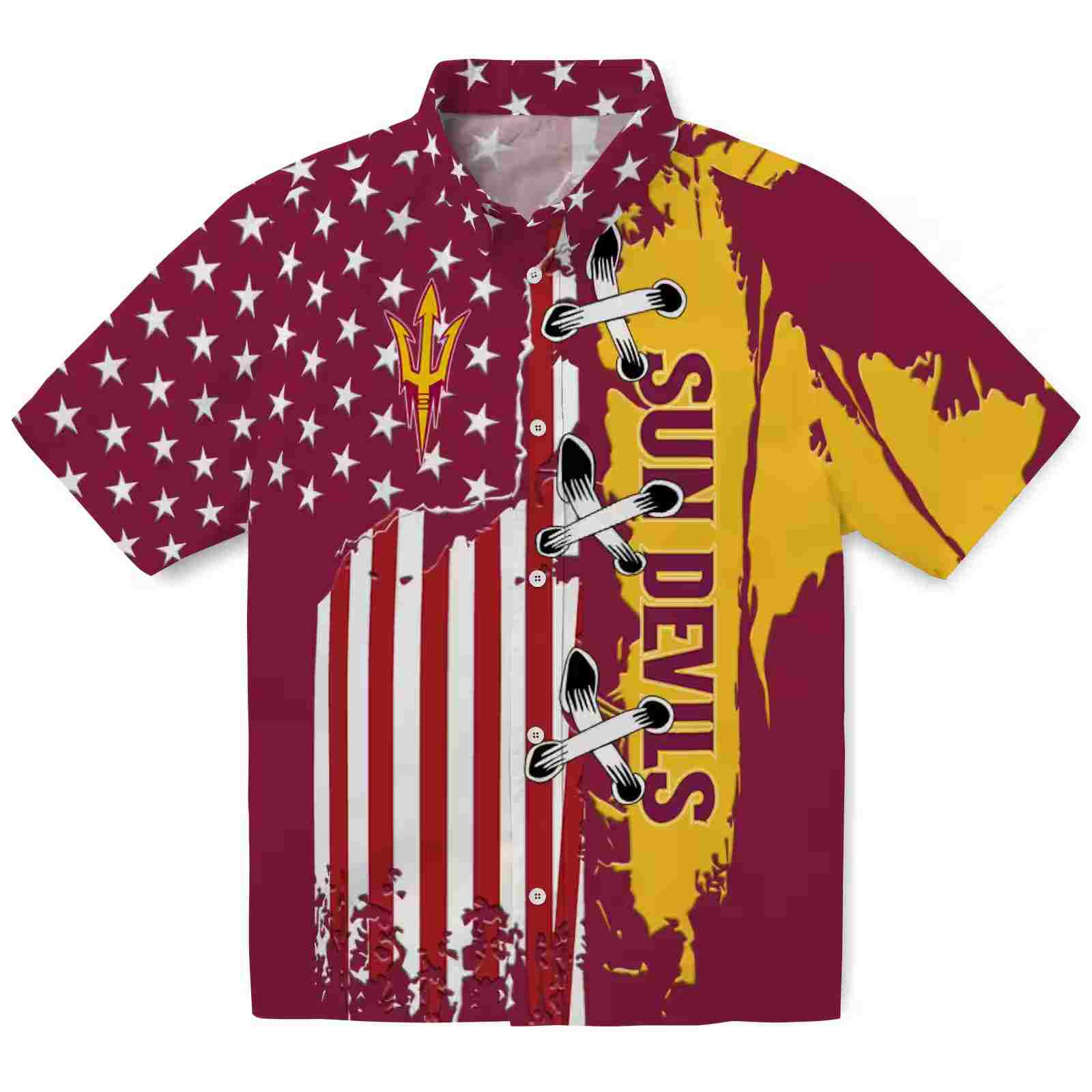 Arizona State Sun Devils Stitched Flag Maroon Hawaiian Shirt