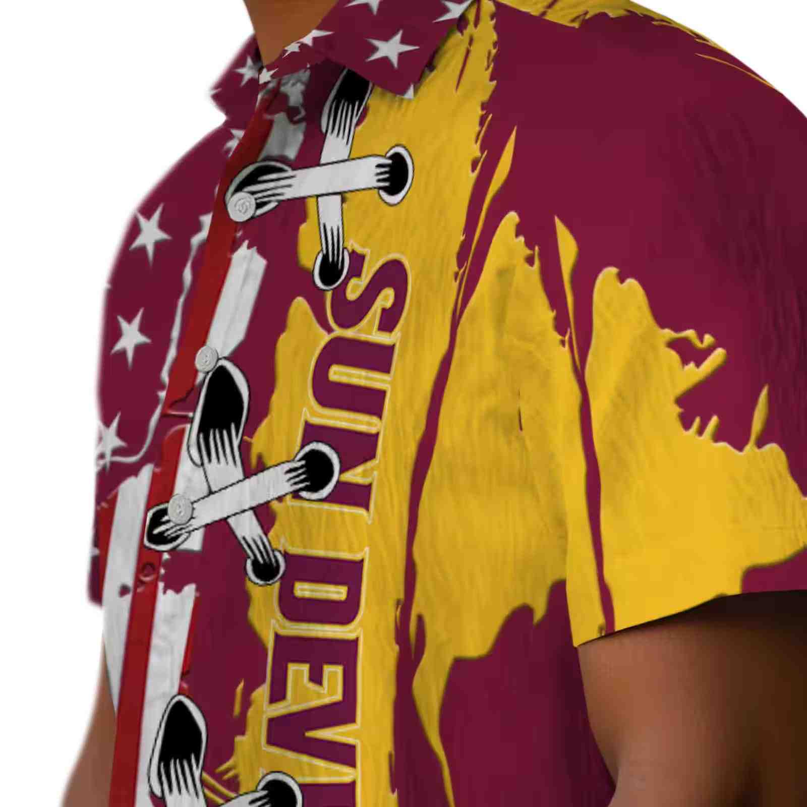 arizona state sun devils stitched flag maroon hawaiian shirt trendy