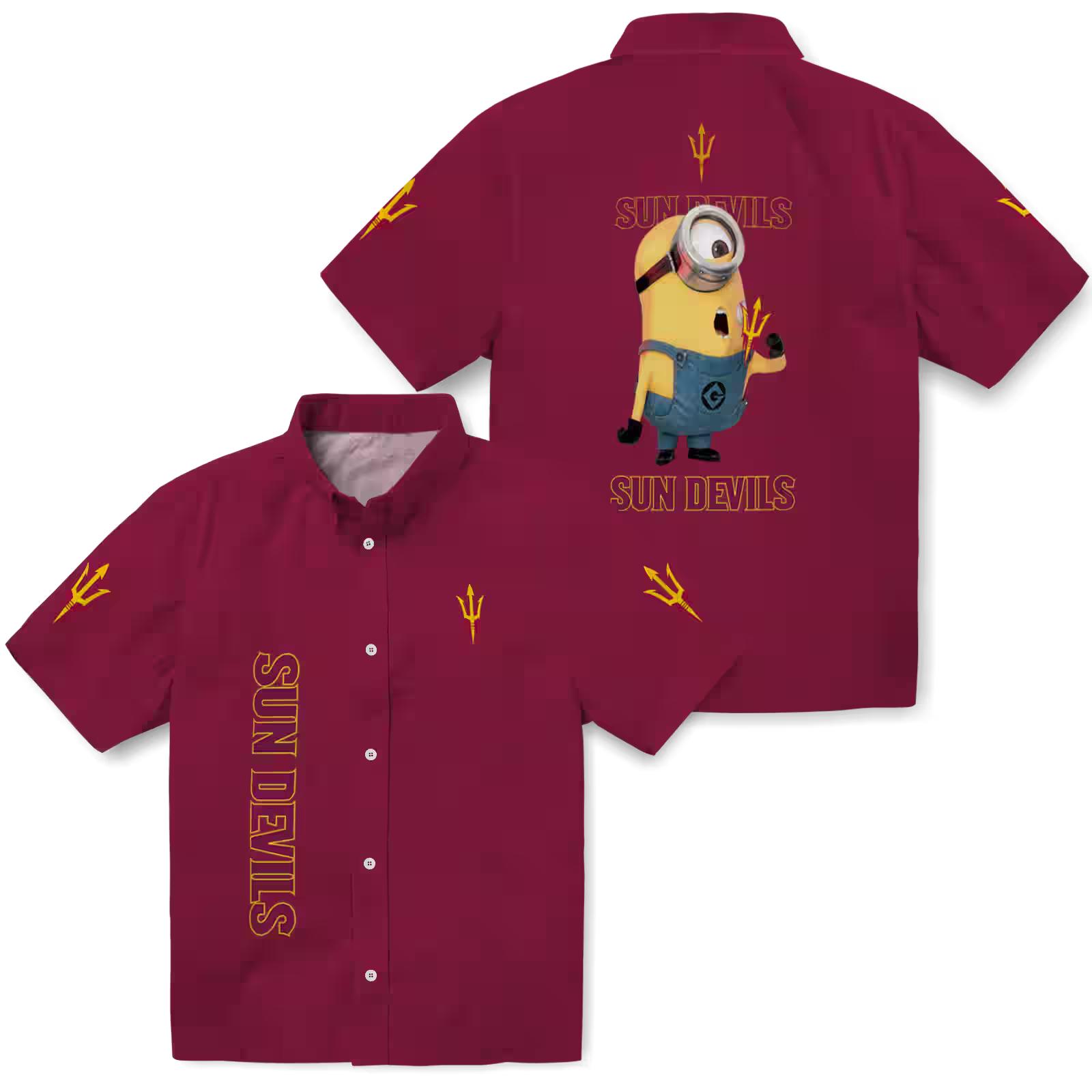 arizona state sun devils stuart minion maroon hawaiian shirt high quality