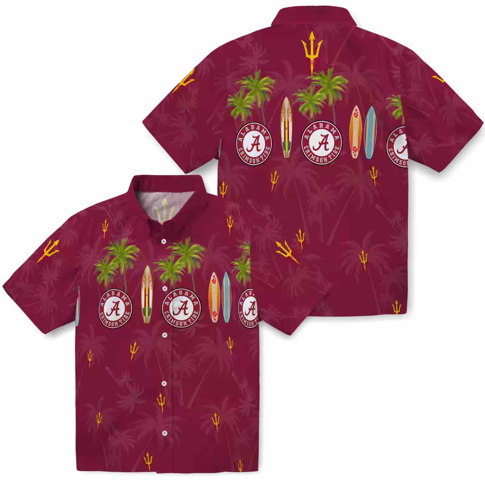 arizona state sun devils surfboard palm maroon hawaiian shirt high quality