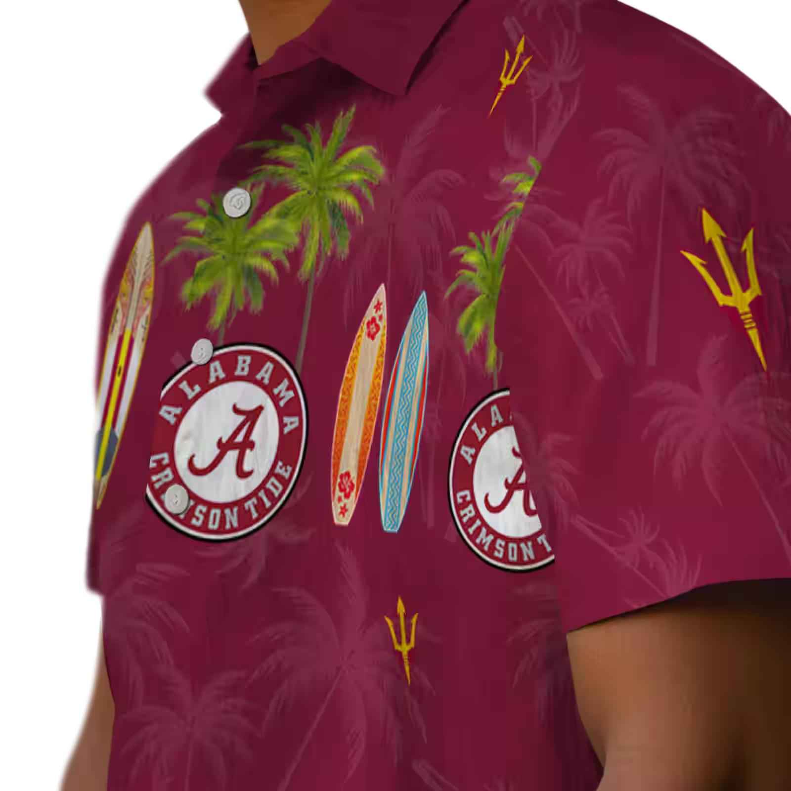 arizona state sun devils surfboard palm maroon hawaiian shirt trendy