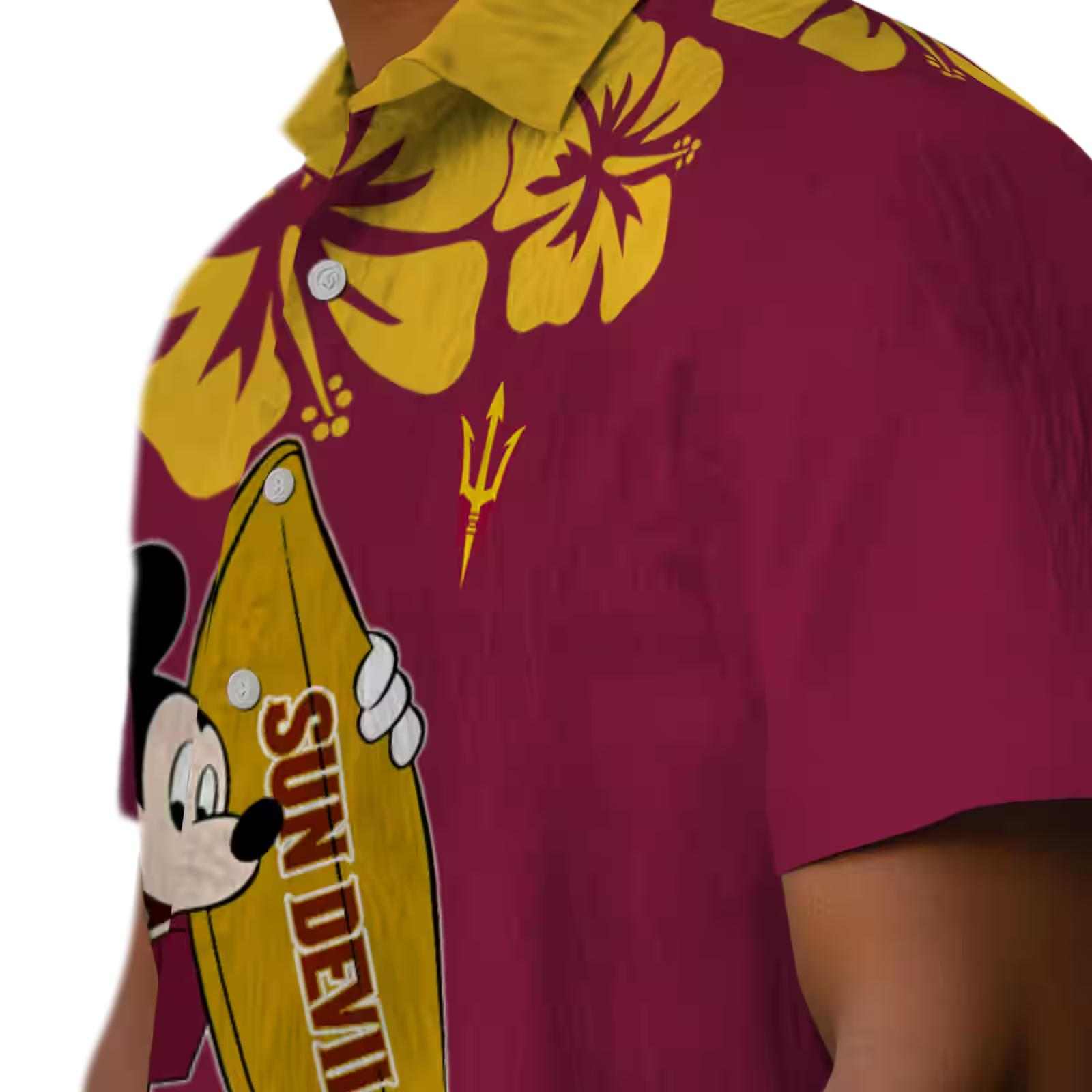 arizona state sun devils surfing mickey maroon hawaiian shirt trendy