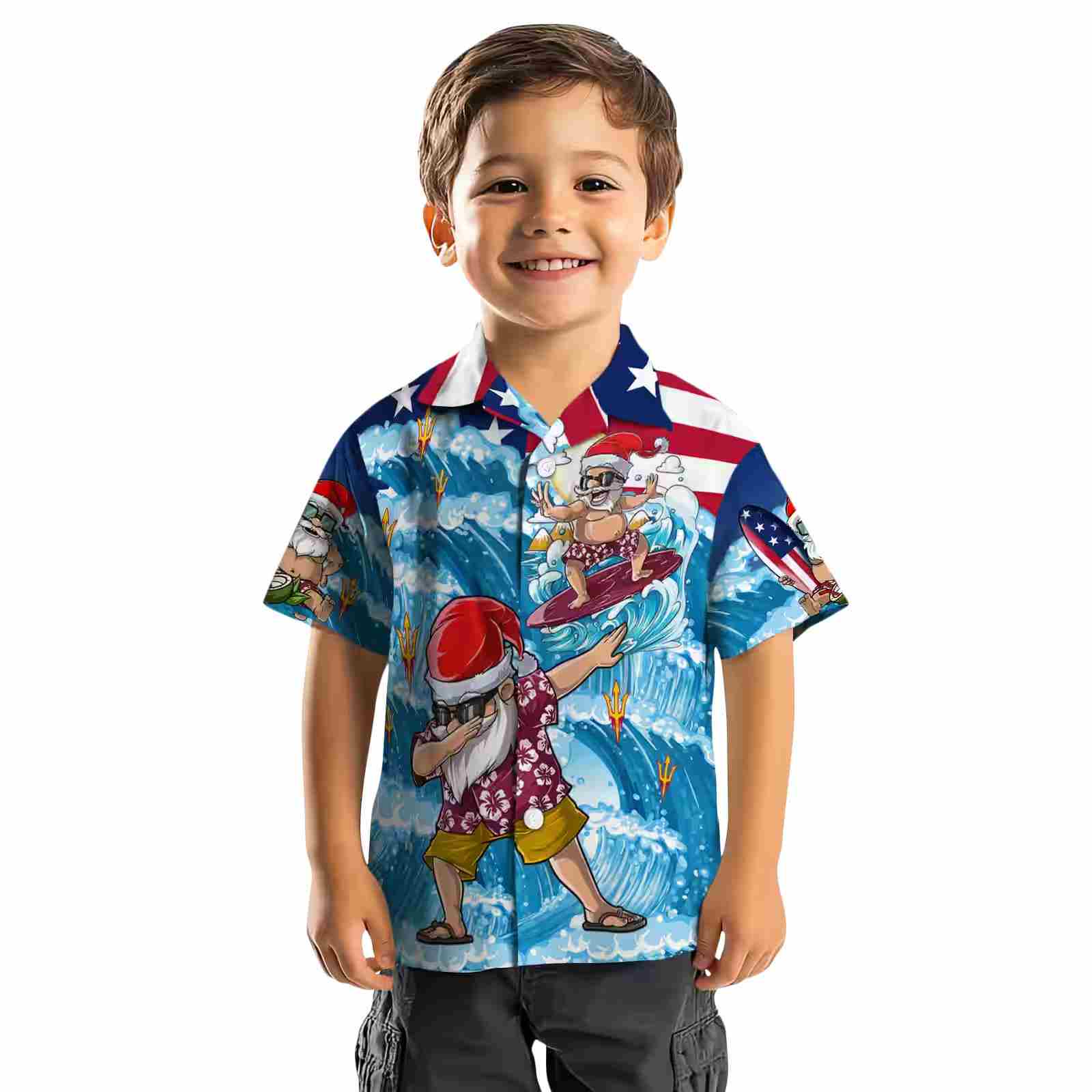 arizona state sun devils surfing santa blue hawaiian shirt top rated