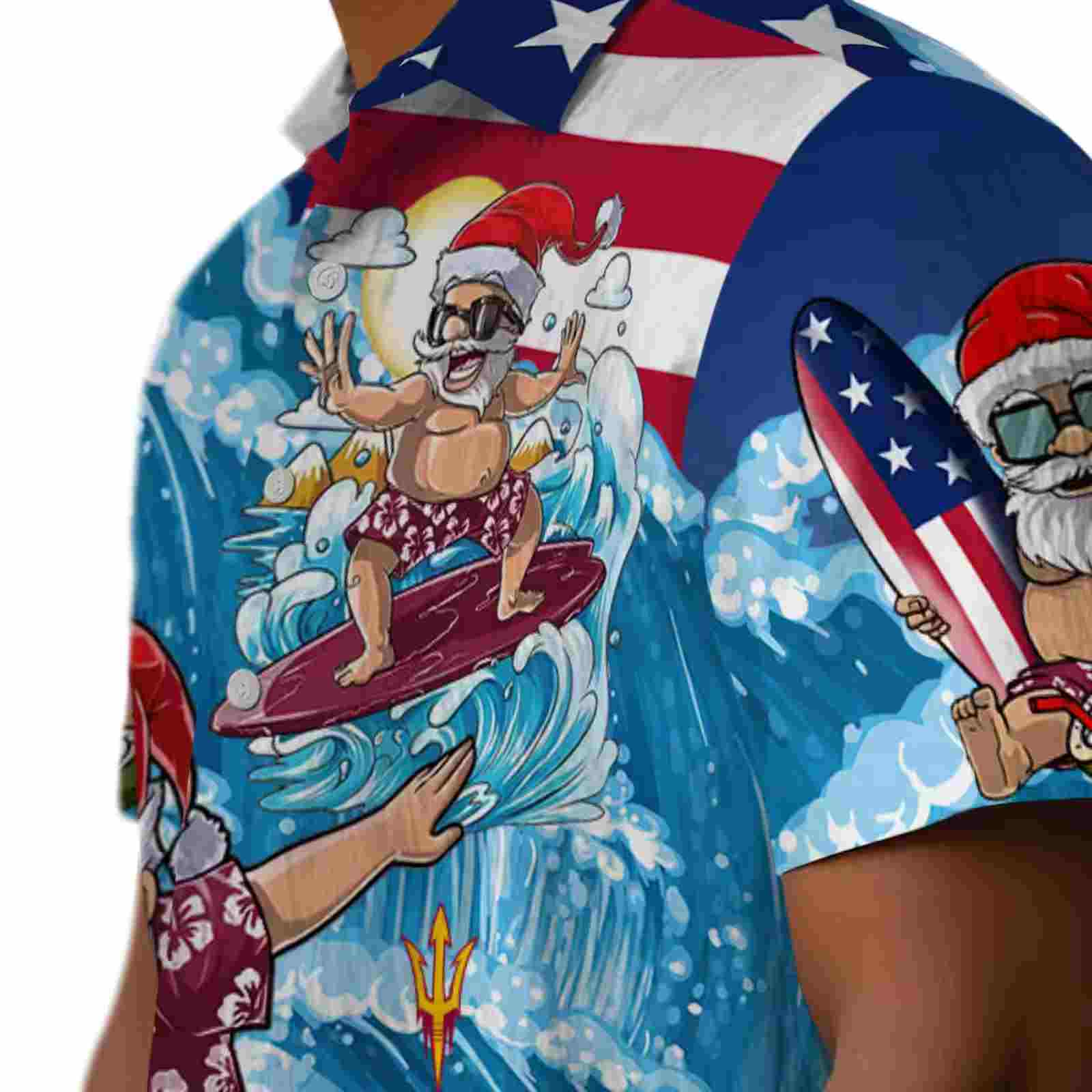 arizona state sun devils surfing santa blue hawaiian shirt trendy