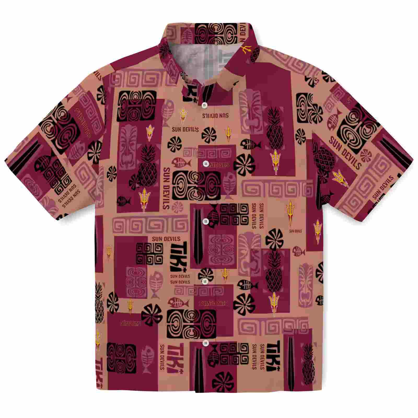 Arizona State Sun Devils Tribal Symbols Maroon Hawaiian Shirt