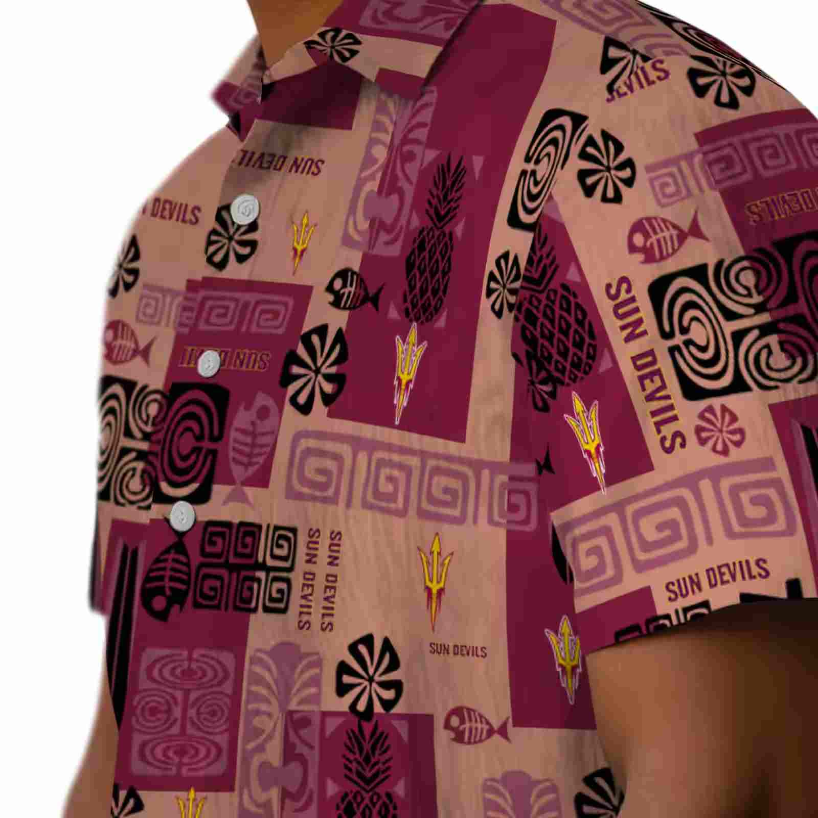 arizona state sun devils tribal symbols maroon hawaiian shirt trendy