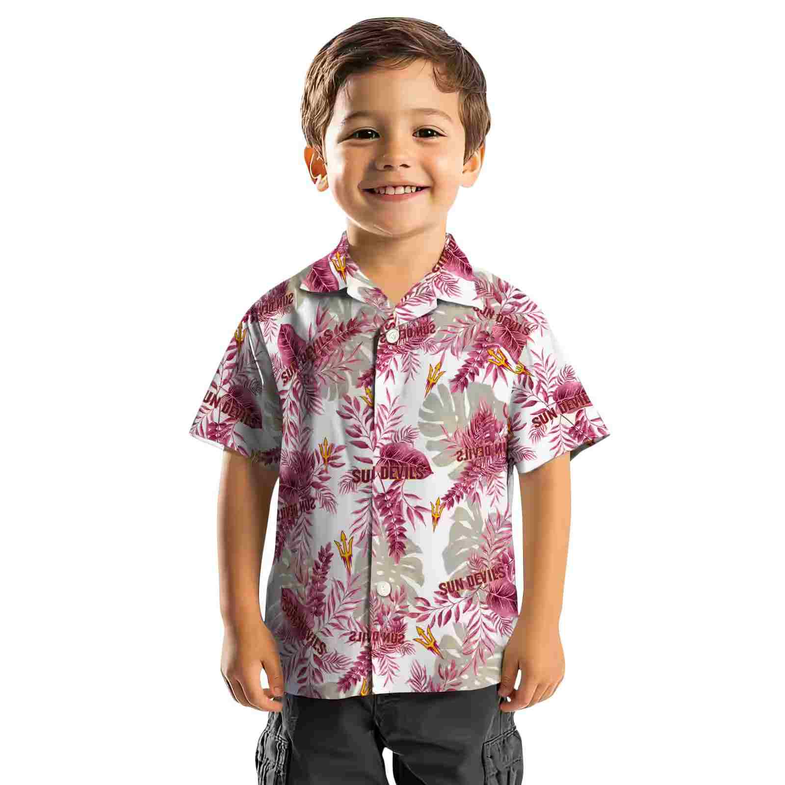 arizona state sun devils tropical leaves maroon white hawaiian shirt top rated