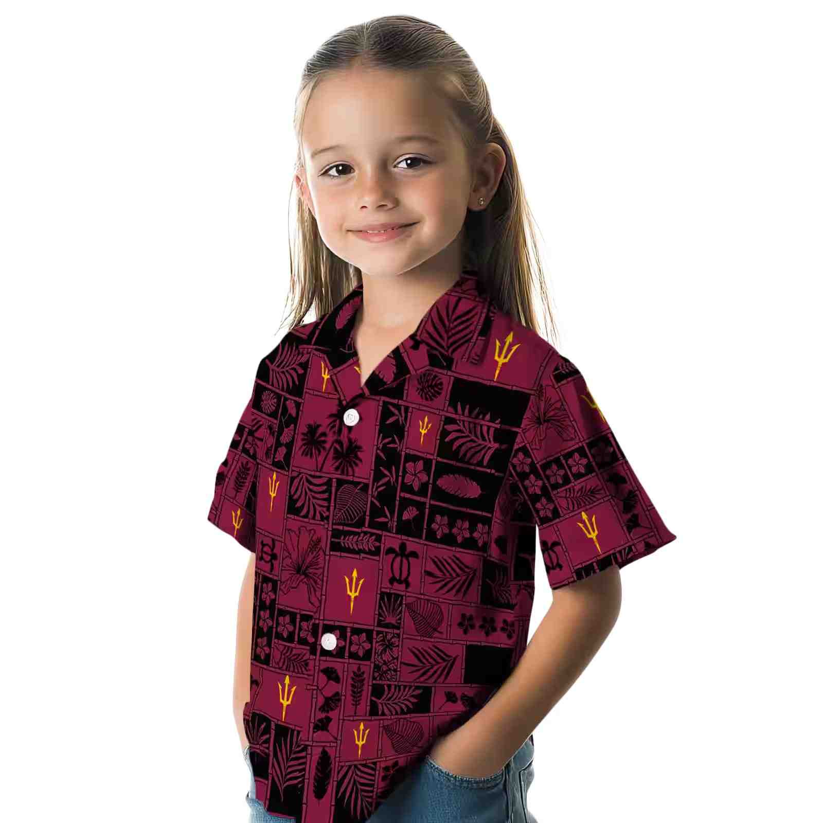 arizona state sun devils tropical patchwork maroon black hawaiian shirt premium grade