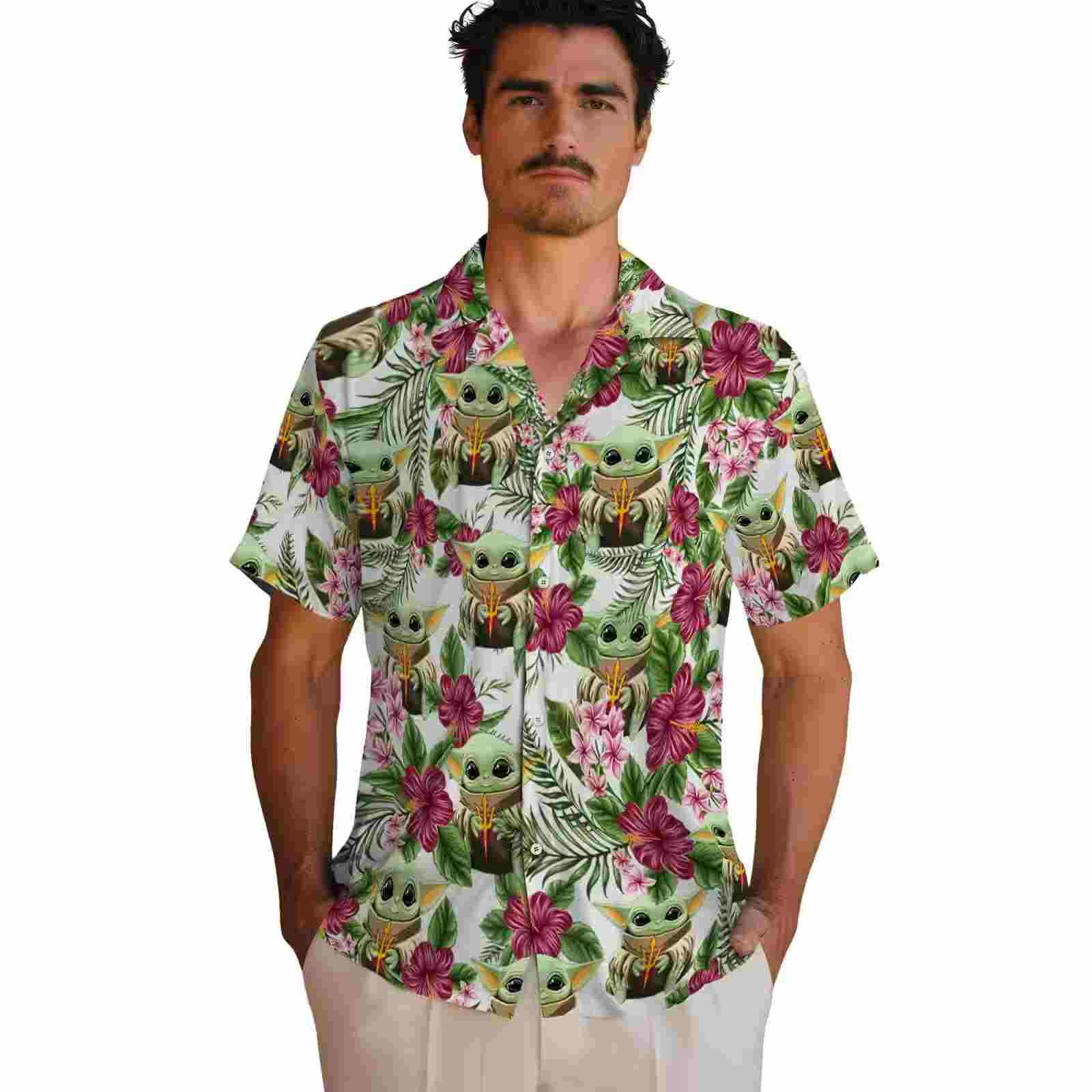 arizona state sun devils tropical yoda green hawaiian shirt fashion forward