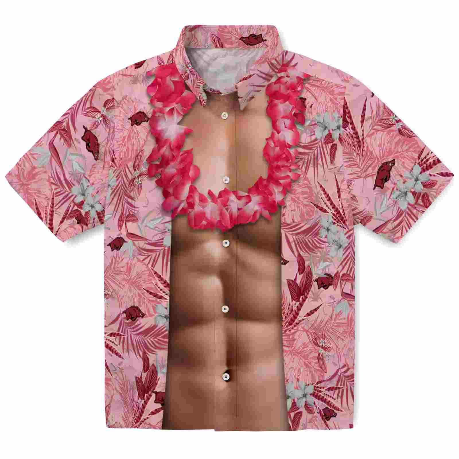 Arkansas Razorbacks Chest Illusion Red Hawaiian Shirt