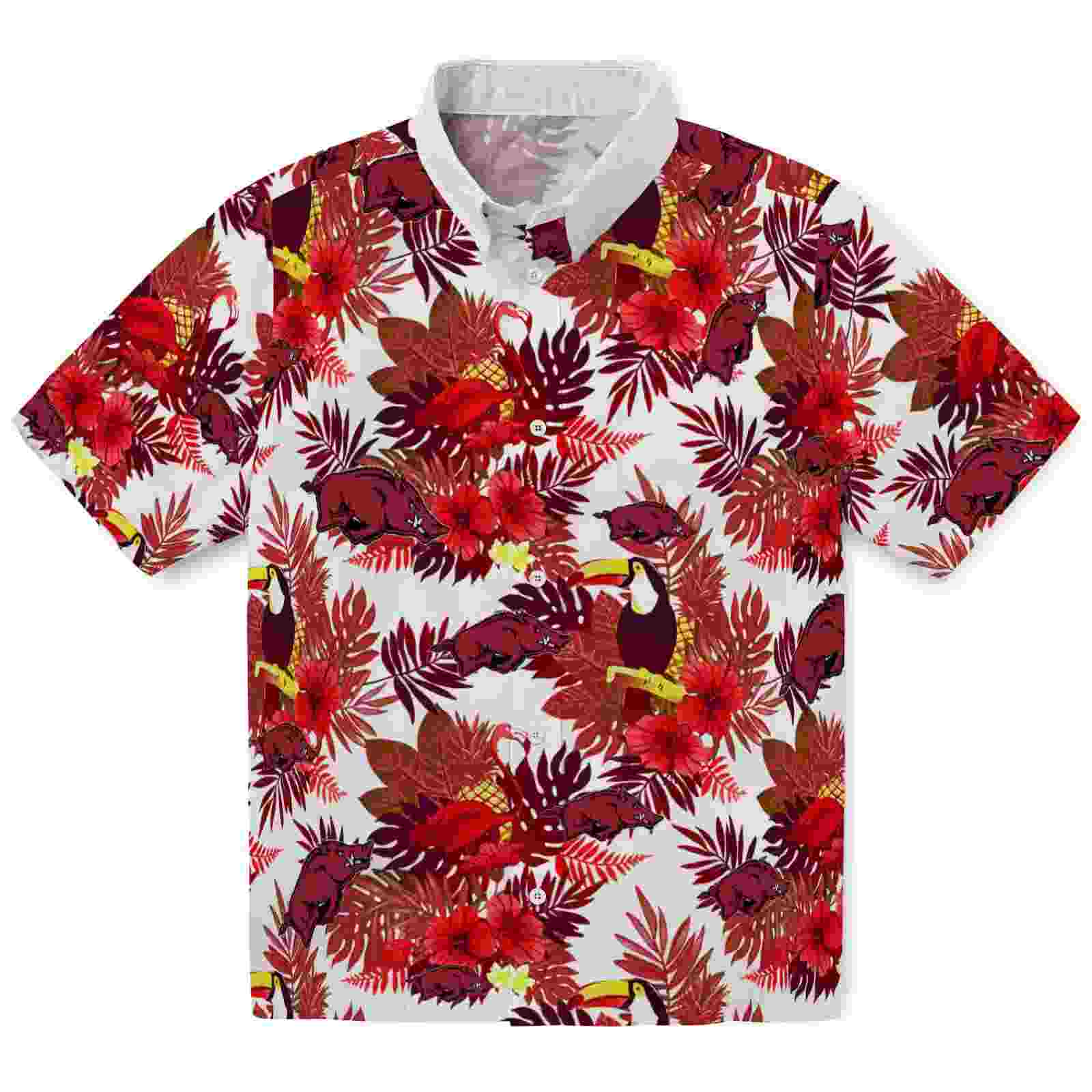 Arkansas Razorbacks Floral Toucan Red Hawaiian Shirt