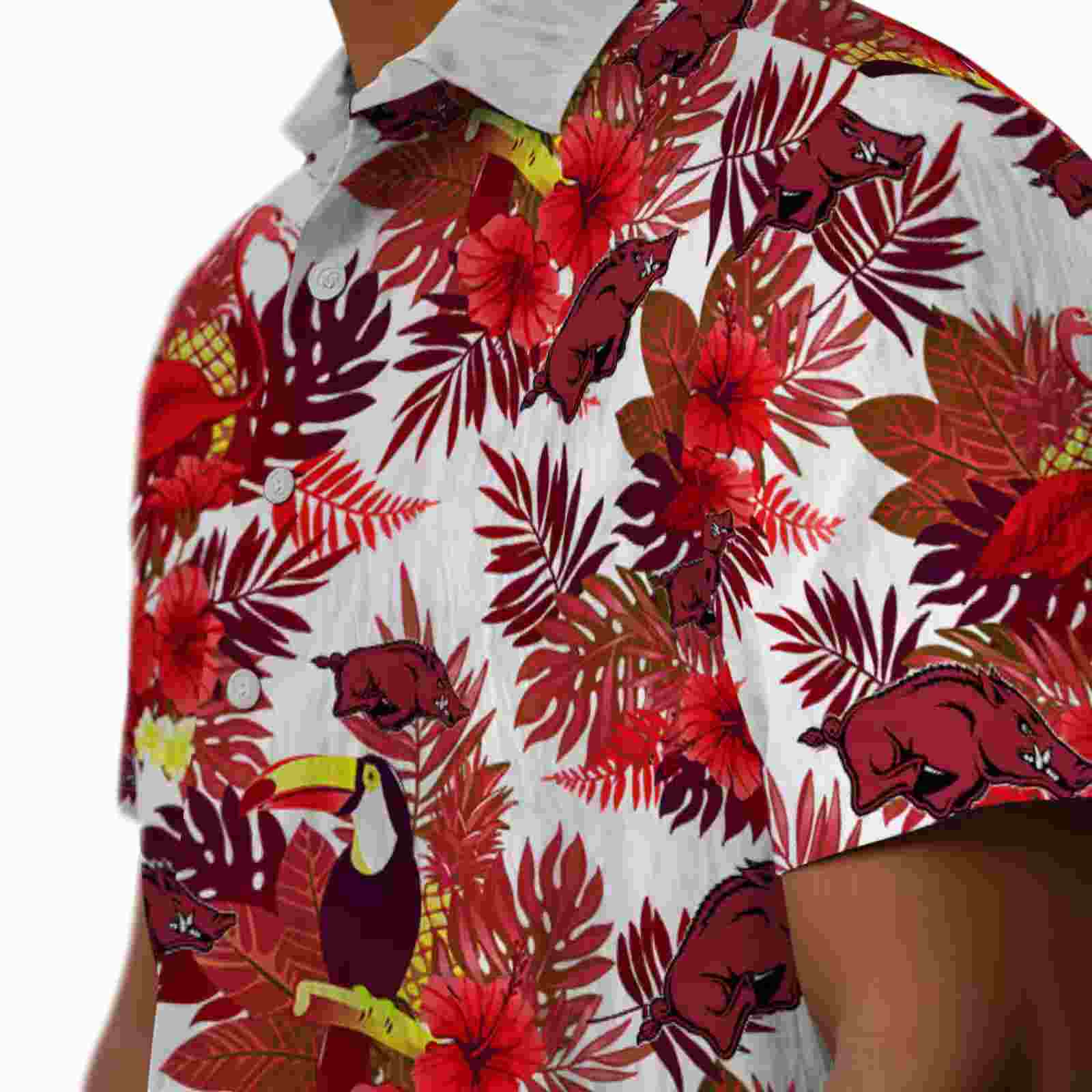 arkansas razorbacks floral toucan red hawaiian shirt trendy