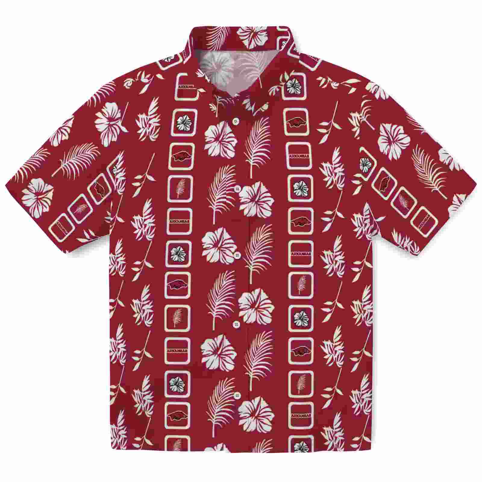 Arkansas Razorbacks Framed Floral Red Hawaiian Shirt