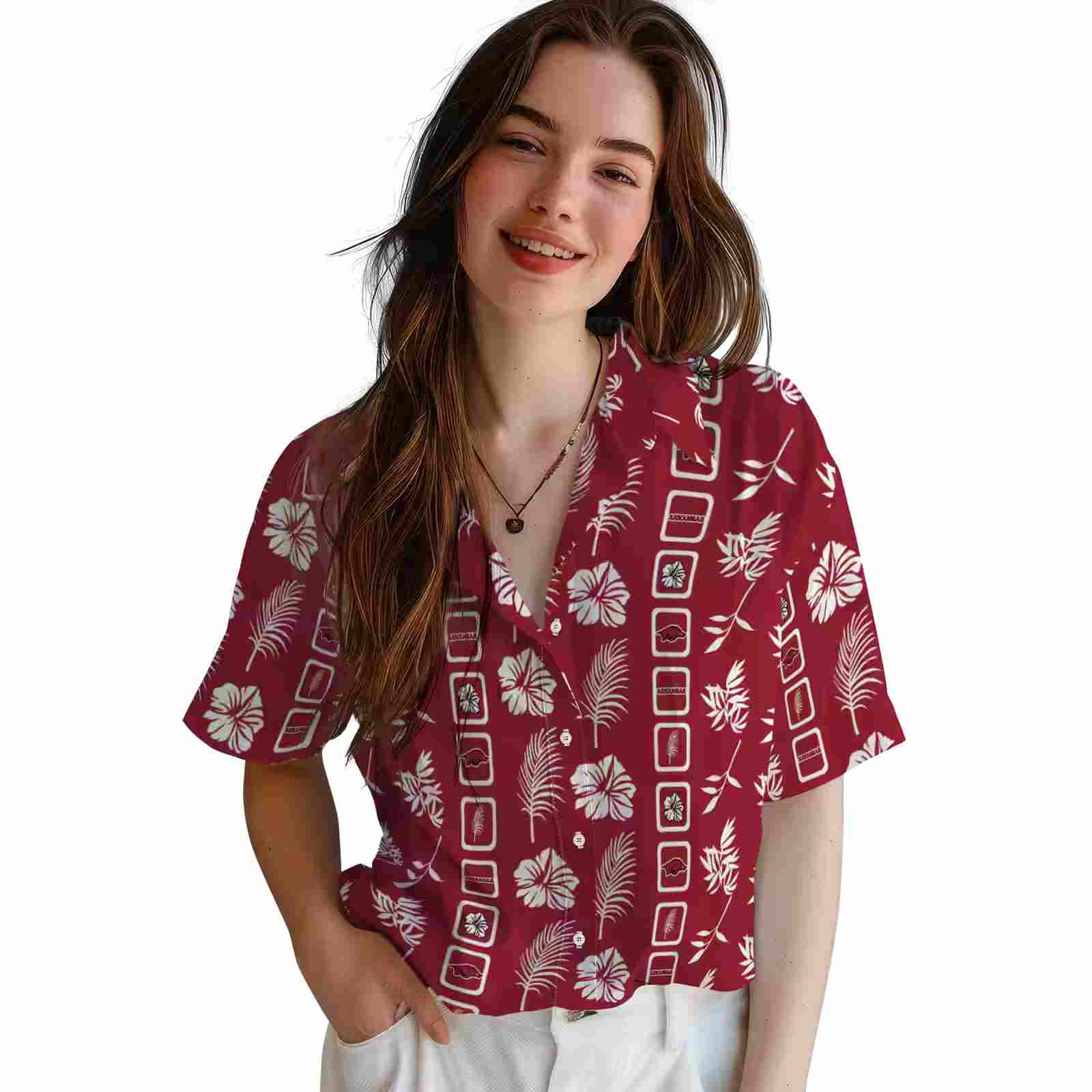 arkansas razorbacks framed floral red hawaiian shirt latest model