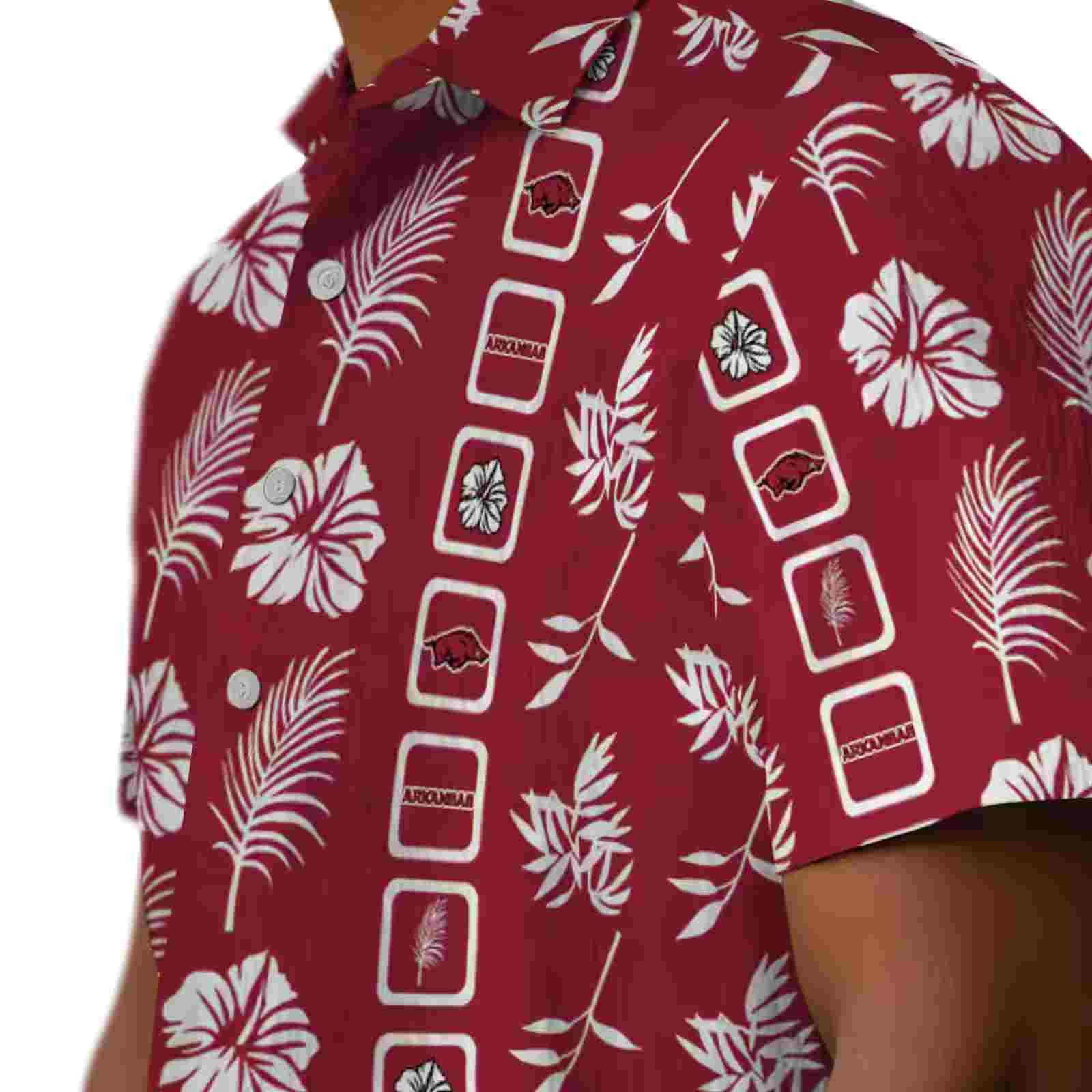 arkansas razorbacks framed floral red hawaiian shirt trendy