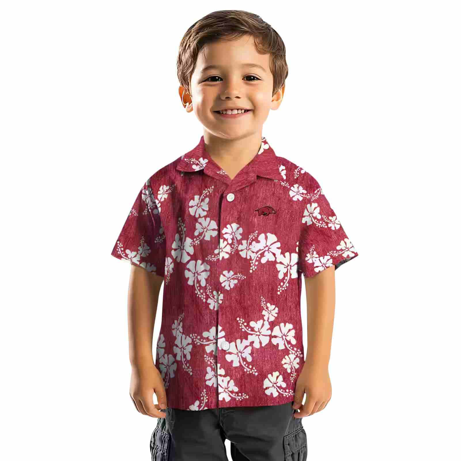 arkansas razorbacks hibiscus clusters red hawaiian shirt top rated