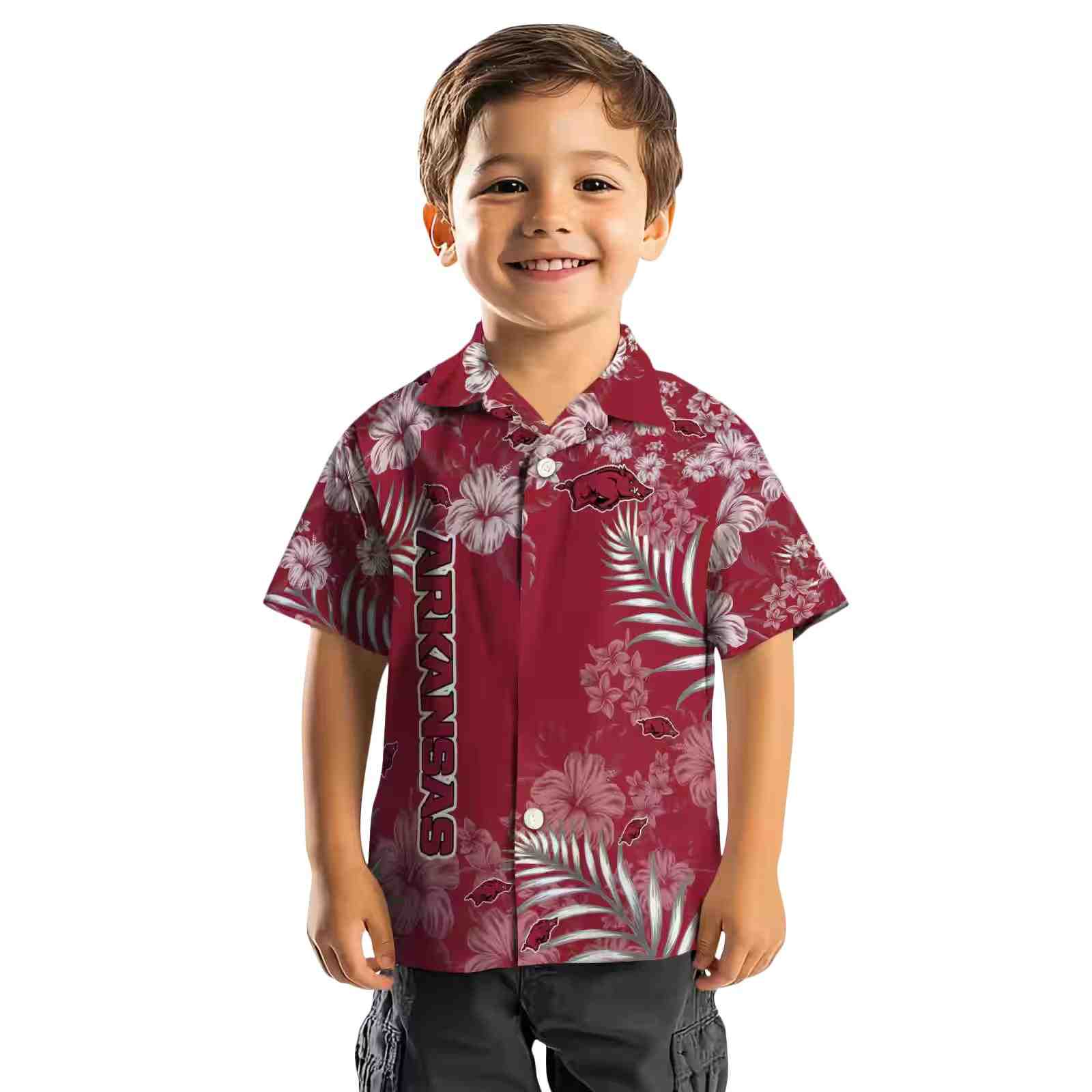 arkansas razorbacks hibiscus print red hawaiian shirt top rated