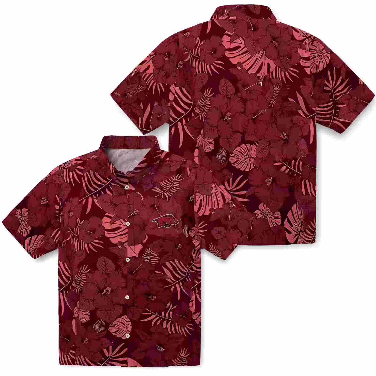 arkansas razorbacks jungle vibes red hawaiian shirt high quality