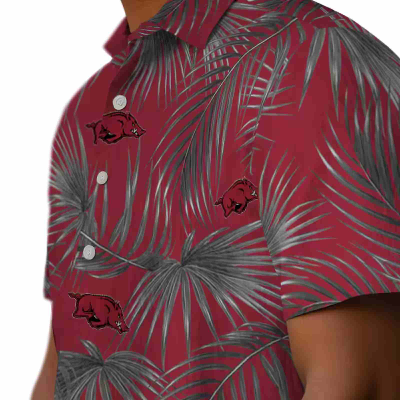 arkansas razorbacks leafy palms red hawaiian shirt trendy