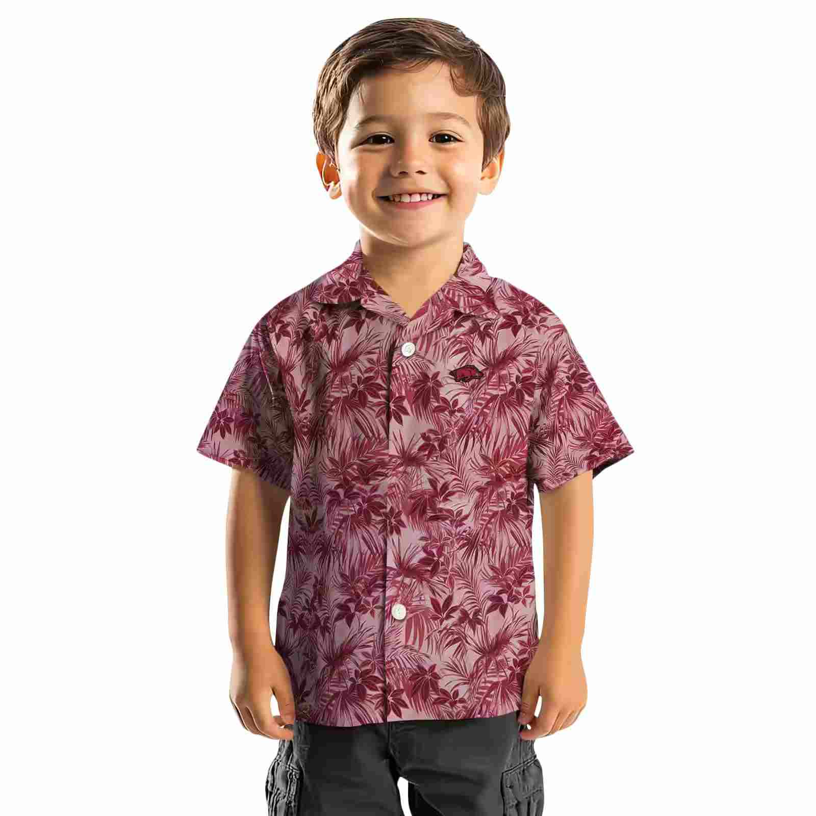 arkansas razorbacks leafy pattern red hawaiian shirt top rated