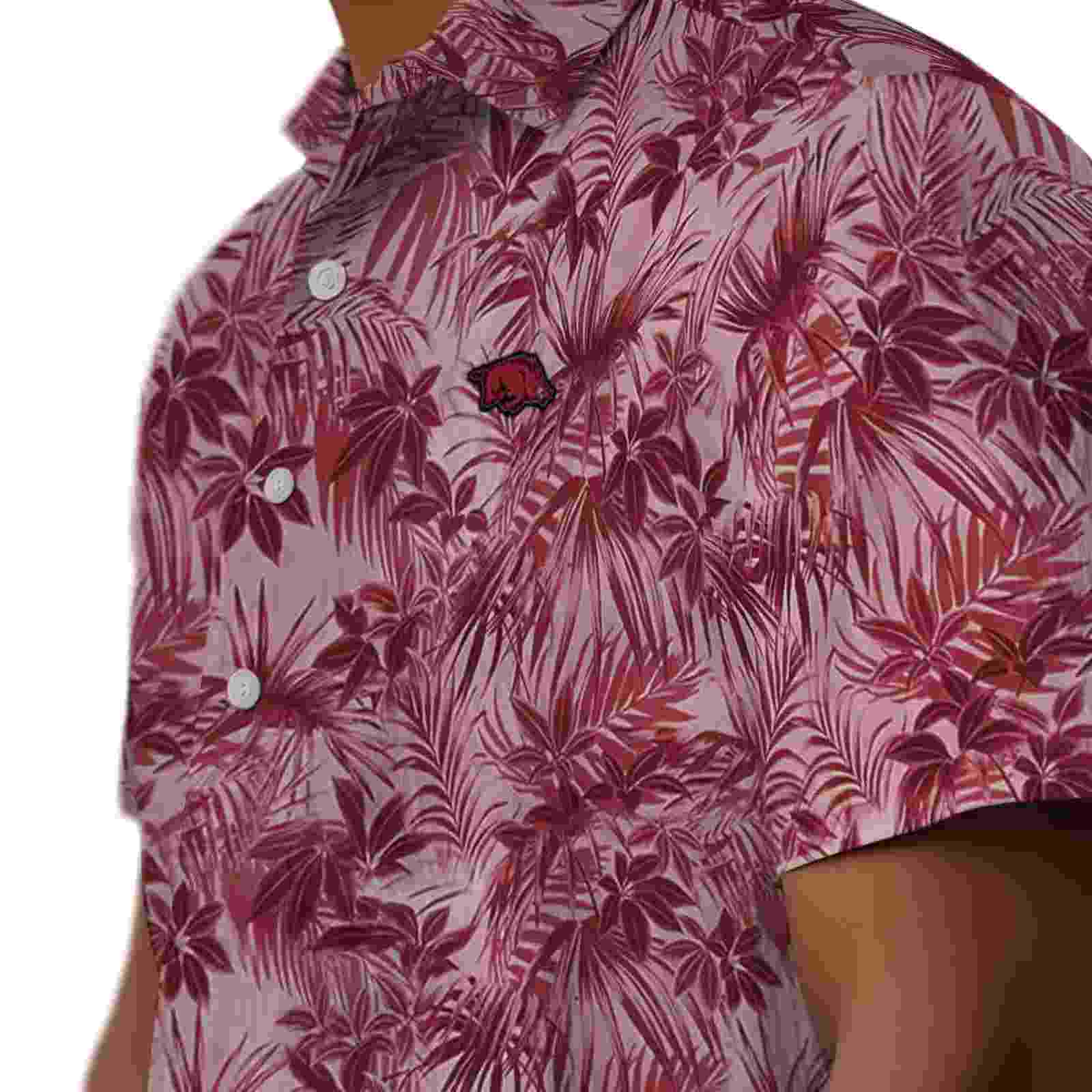 arkansas razorbacks leafy pattern red hawaiian shirt trendy