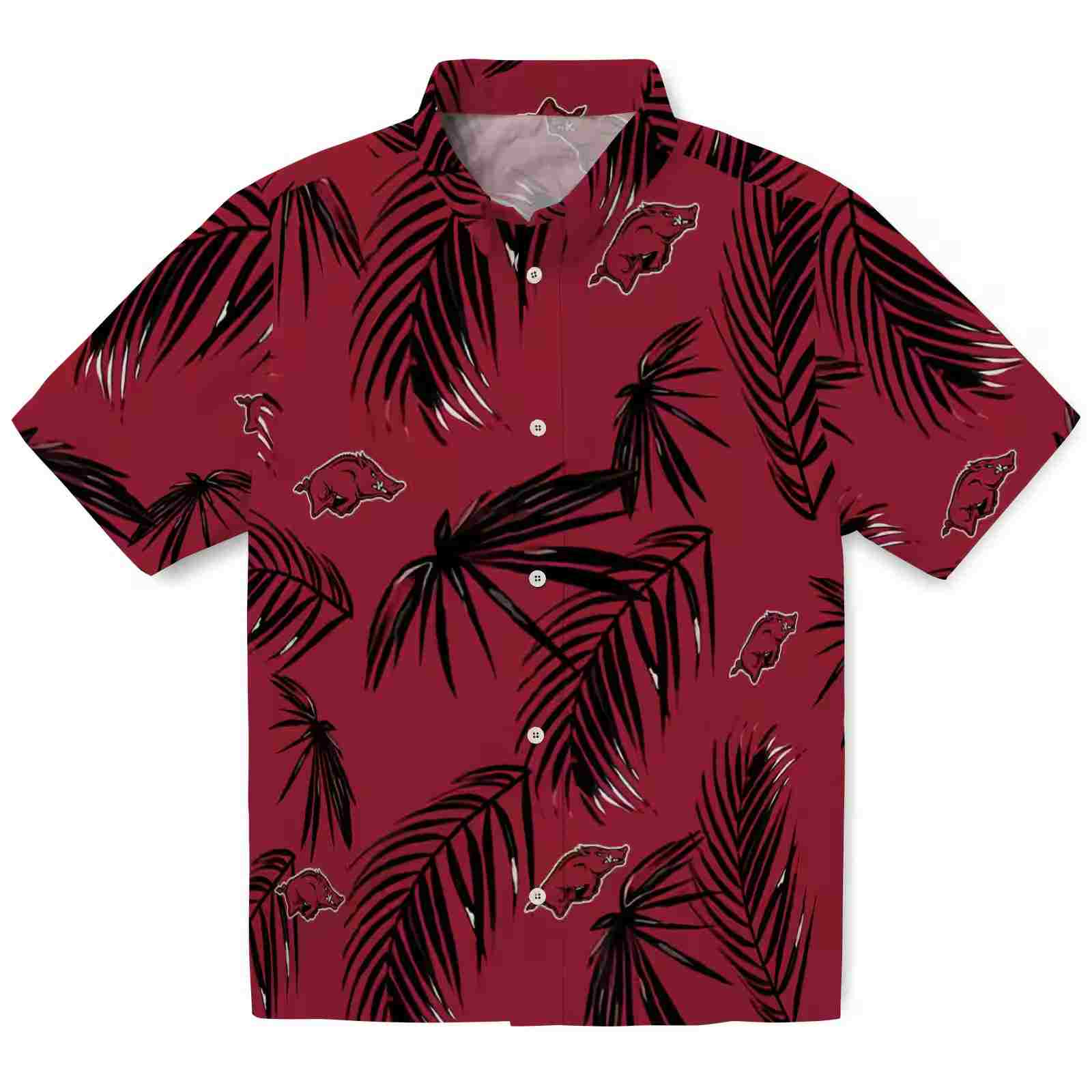 Arkansas Razorbacks Palm Leaf Red Hawaiian Shirt