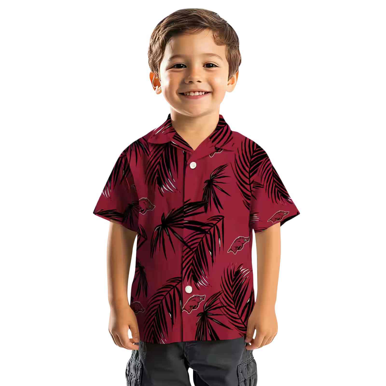 arkansas razorbacks palm leaf red hawaiian shirt top rated